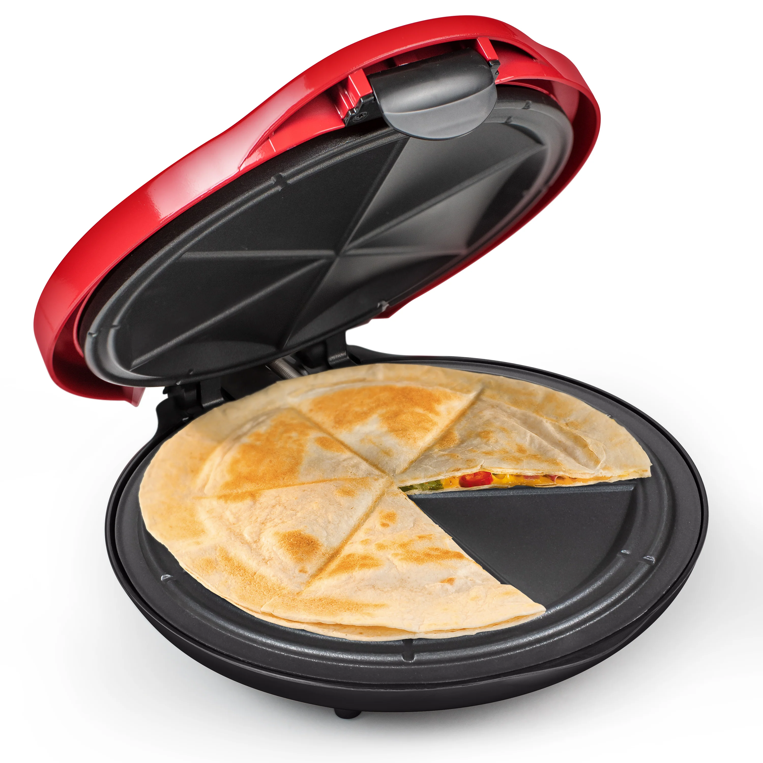 Taco Tuesday Deluxe 10-Inch 6-Wedge Electric Quesadilla Maker with Extra Stuffing Latch - Inhomebuy
