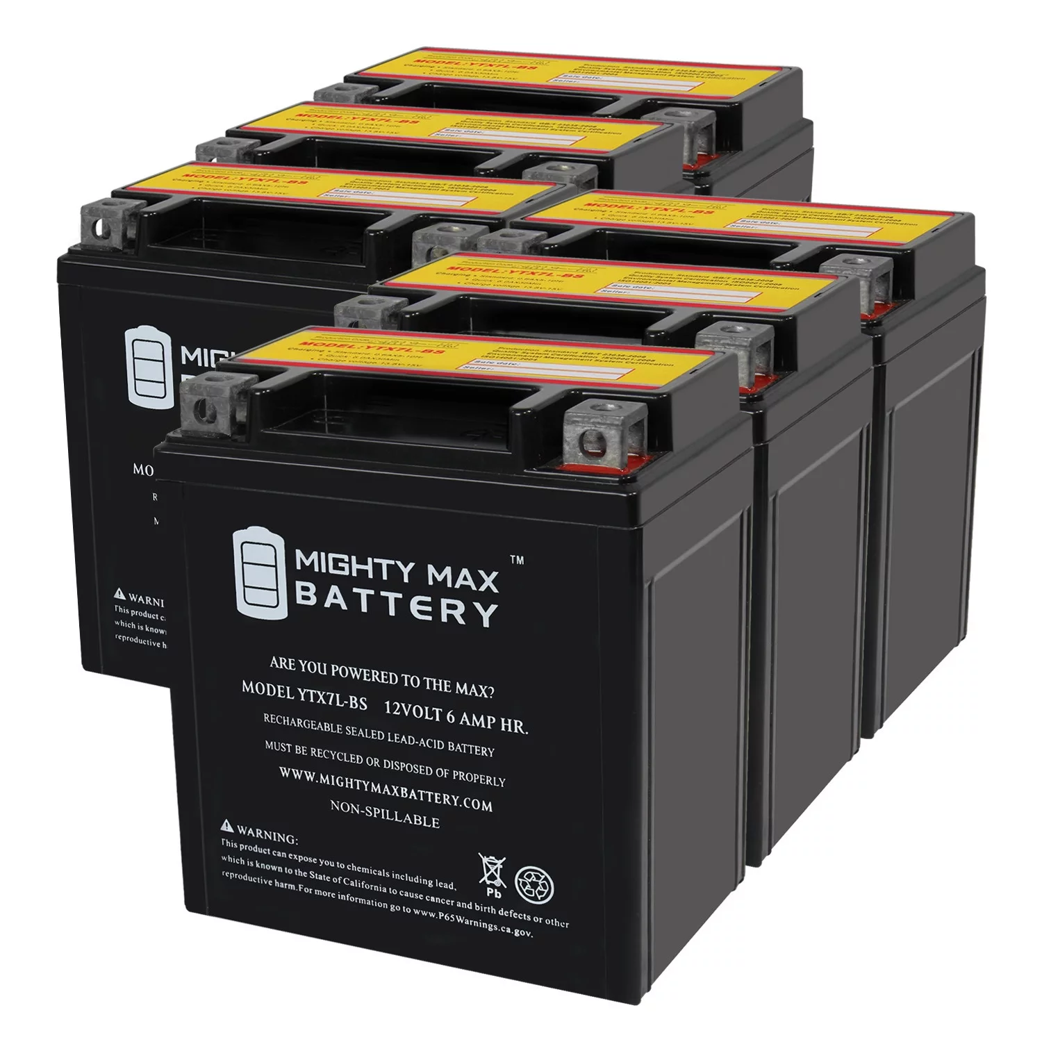 YTX7L-BS -12 Volt 6 AH, 100 CCA, Rechargeable Maintenance Free SLA AGM Motorcycle Battery - Inhomebuy