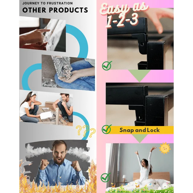 Twin XL Platform Bed Frame | Quiet & Sturdy | No Box Spring | 14