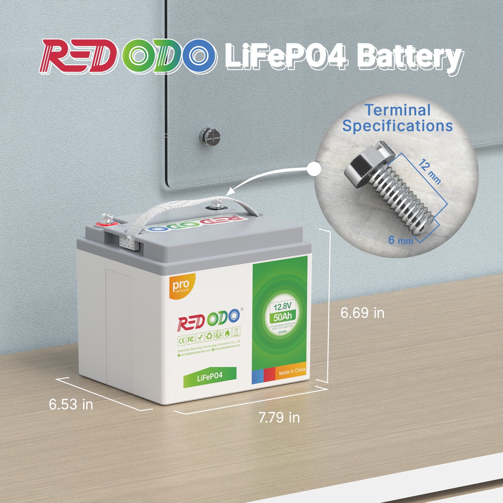 Redodo Portable 12V 50Ah LiFePO4 Lithium Battery 4000-15000 Cycles & 10-Year Lifetime for RV Camper - Inhomebuy