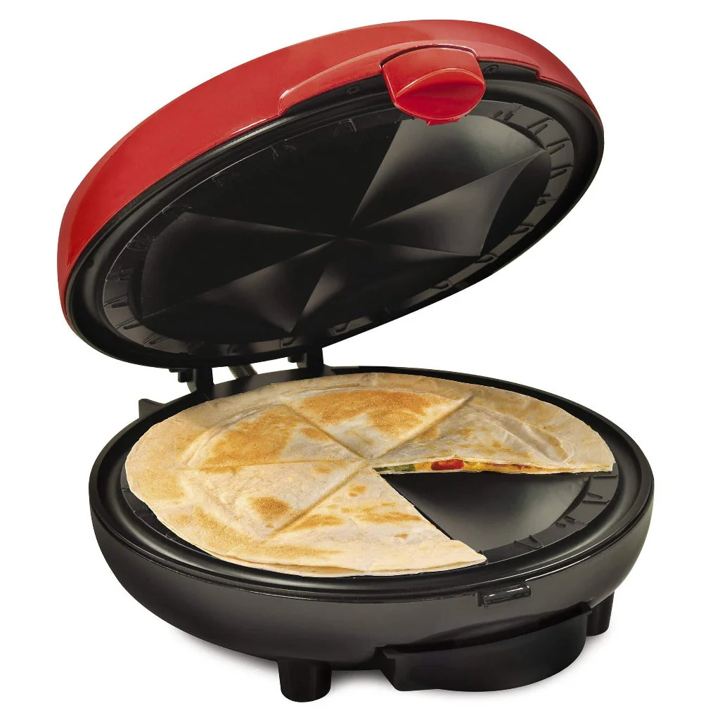Taco Tuesday Deluxe 8-Inch 6-Wedge Electric Quesadilla Maker with Extra Stuffing Latch - Inhomebuy