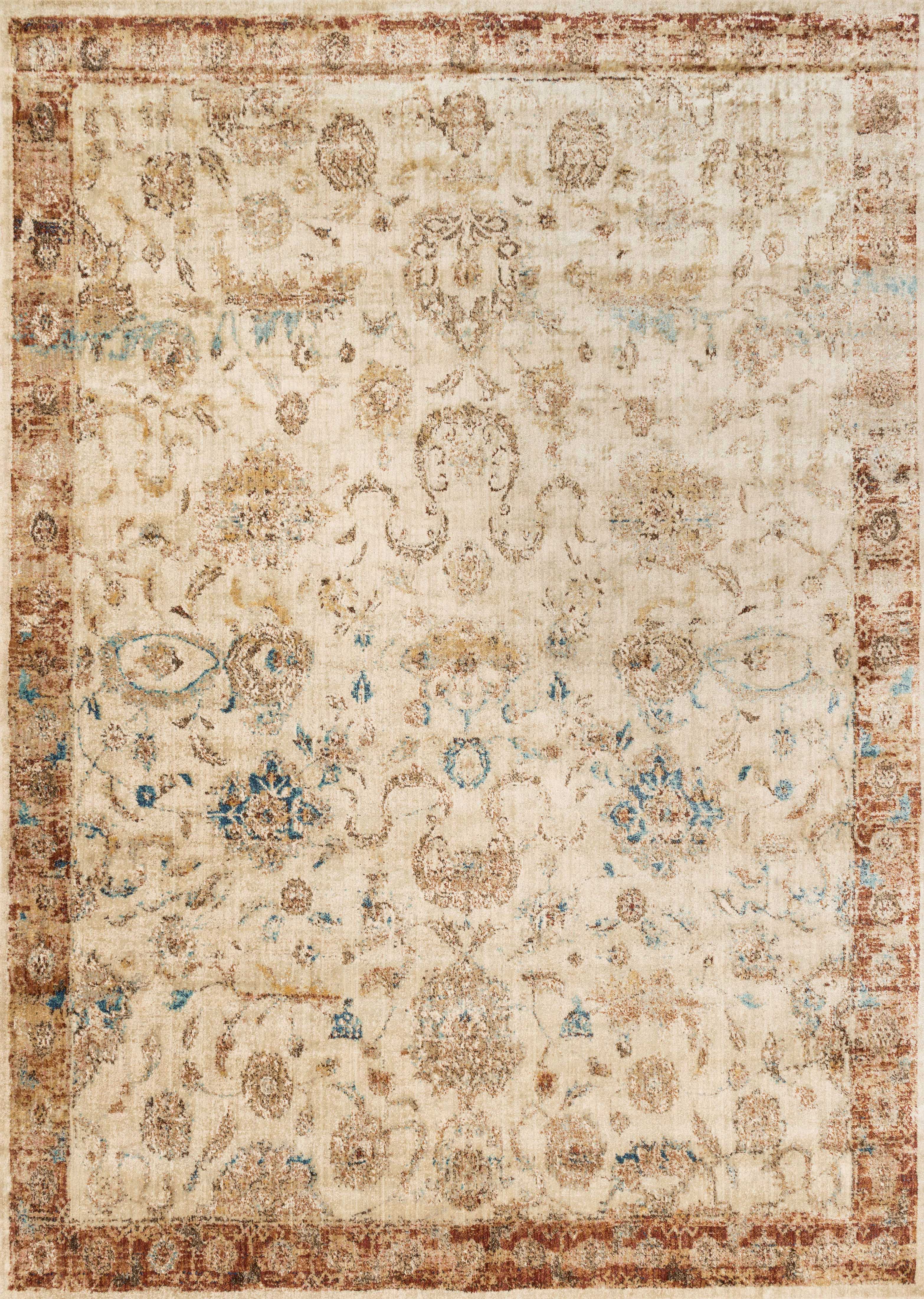 Loloi Rugs Anastasia Collection Rug in Ant. Ivory, Rust - 12'0