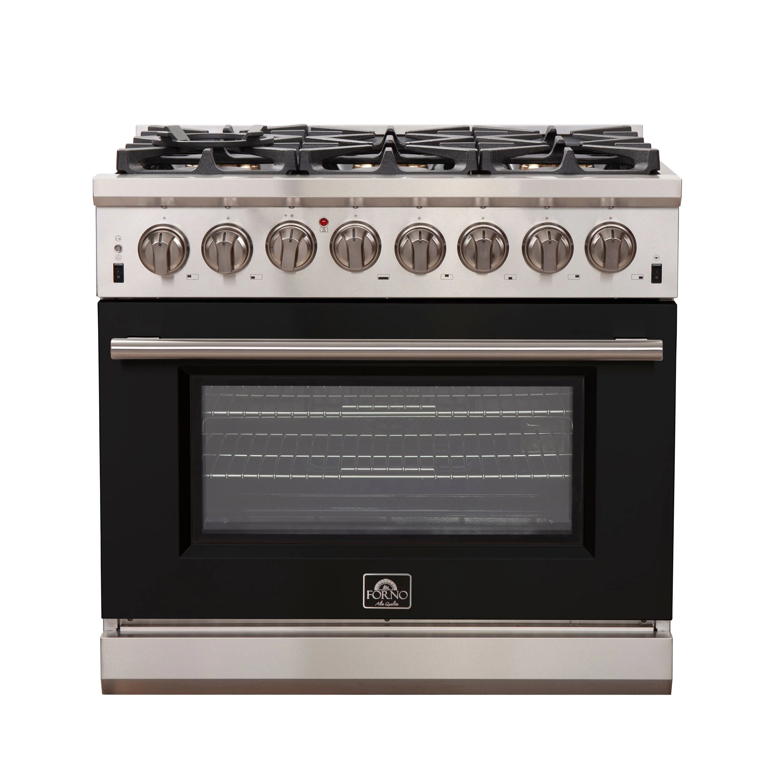 Forno 36 Inch Professional Freestanding Dual Fuel Range in Black, FFSGS6187-36BLK - Inhomebuy