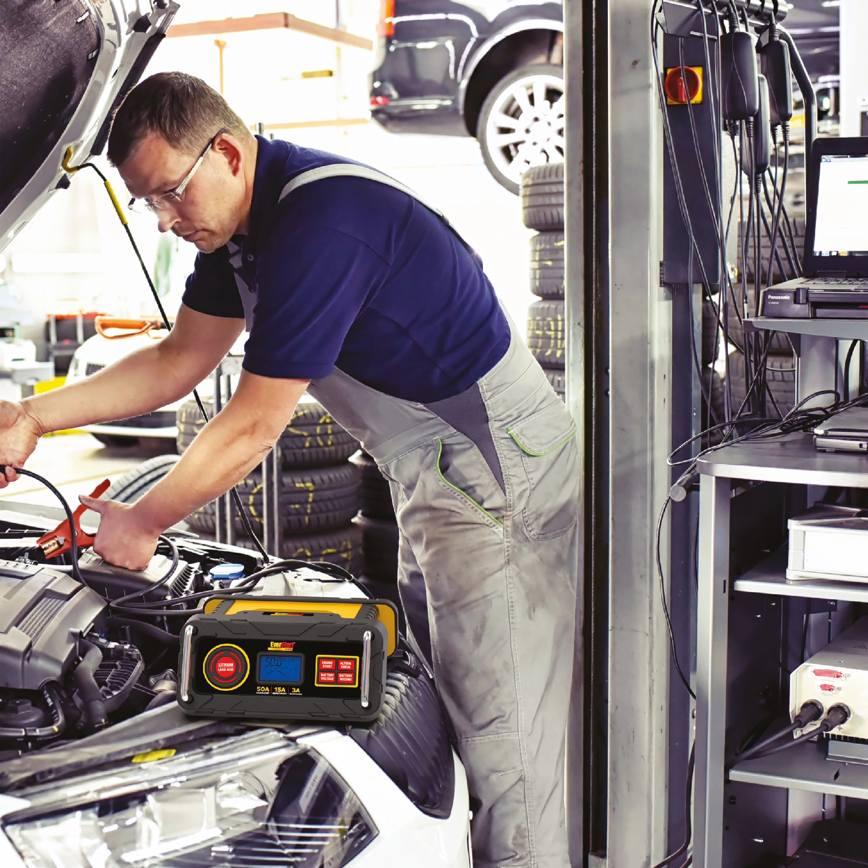 Everstart Maxx 15 Amp Automotive Battery Charger with 50 Amp Engine Start (BC50BE)-New - Inhomebuy