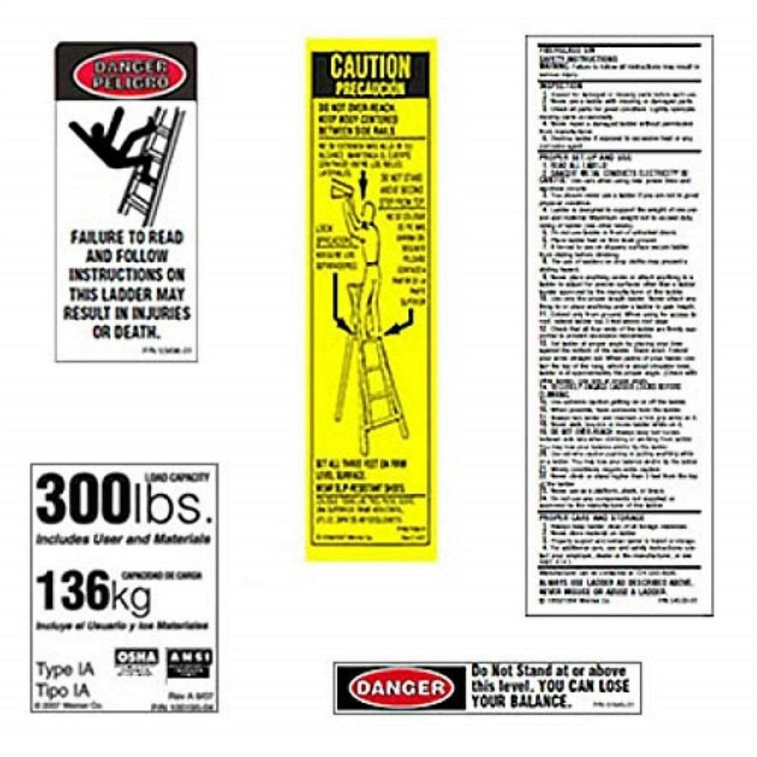 Werner 300 LB Fiberglass Step Ladder Label Kits - Inhomebuy