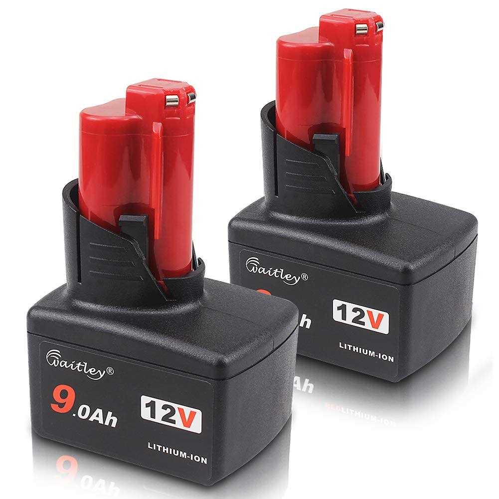 waitley 2 Pack 12v 6a Replacement Battery Compatible with Milwaukee 6.0Ah Power Tools - Inhomebuy