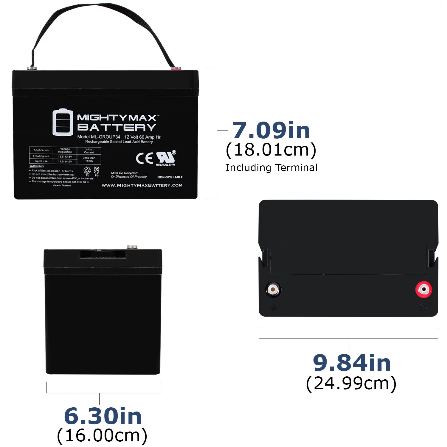 12V 60AH GROUP 34 REPLACEMENT SLA BATTERY FOR MK M34SLDG 20 HR RATE - Inhomebuy