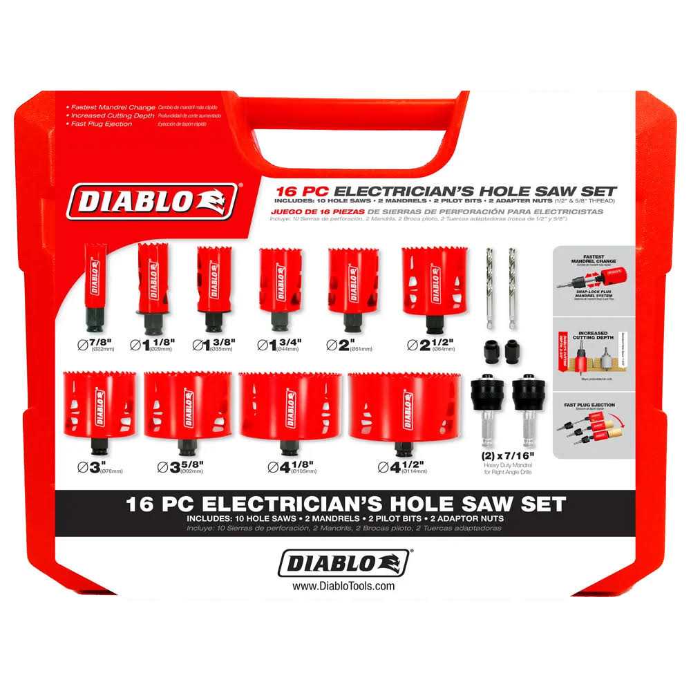 Diablo DHS13SPLCT 13 pc Carbide Plumbers Hole Saw Set - Inhomebuy
