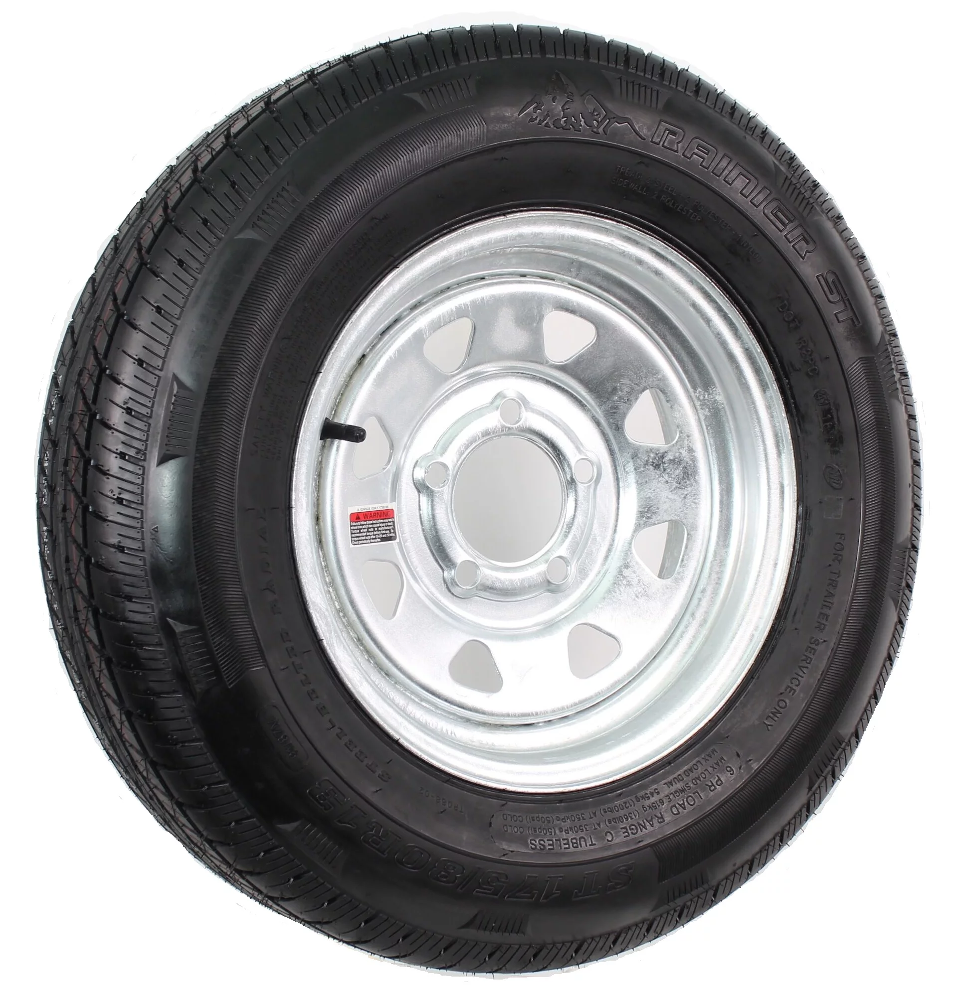 Trailer Tire On Rim ST185/80D13 185/80D-13 13 ST Boat RV Galvanized Spoke Wheel - Inhomebuy