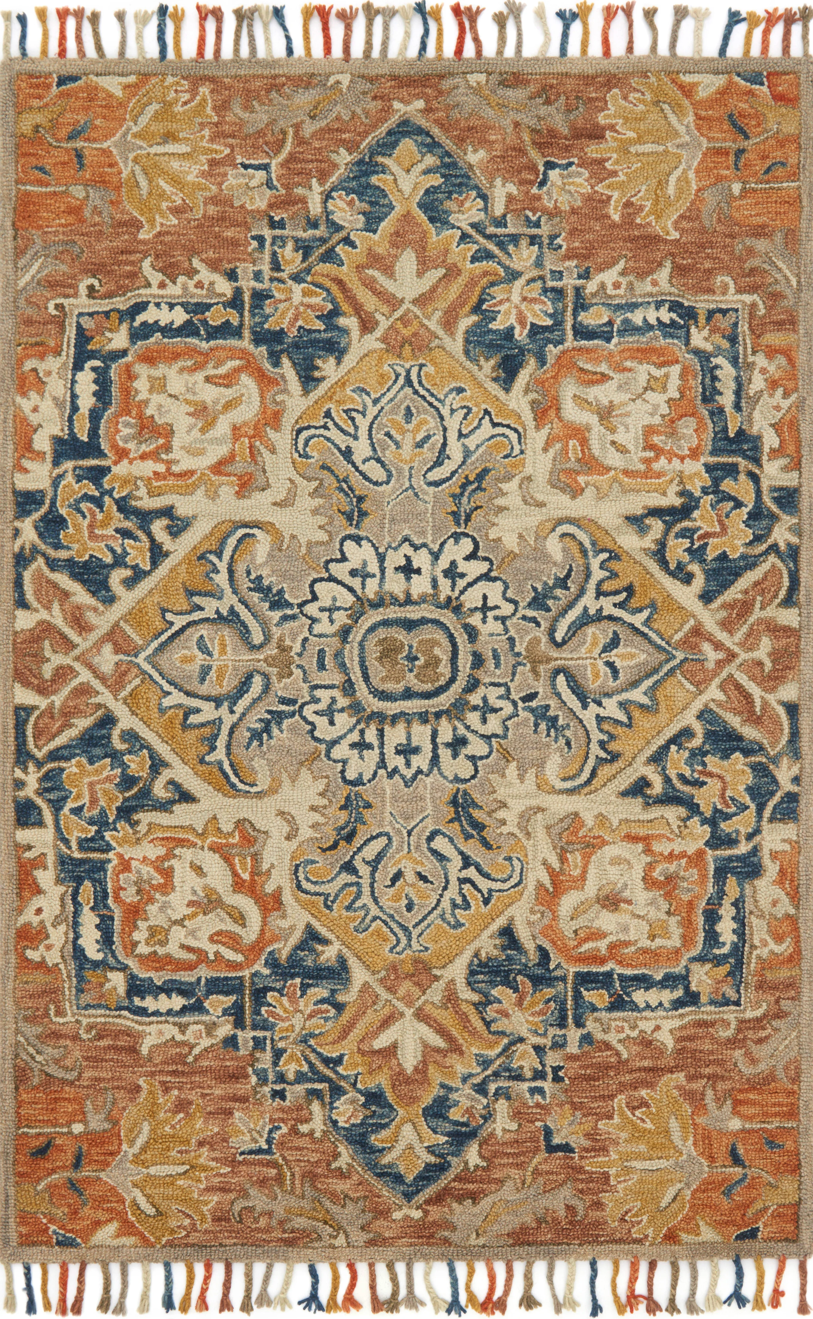 Loloi Rugs Zharah Collection Rug in Rust, Blue - 9'3