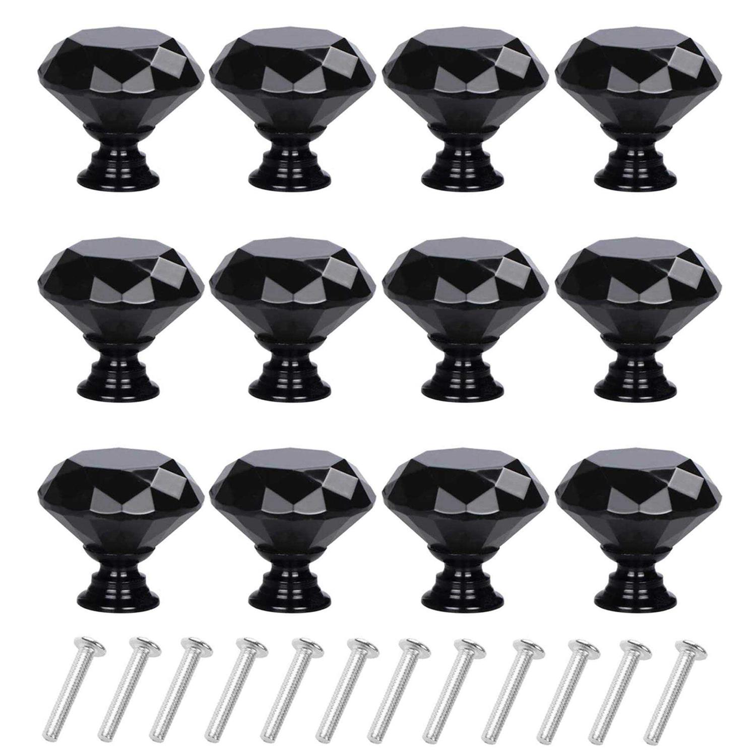 Yourgift Drawer Knobs Diamond Shaped Crystal Glass 30mm Cabinet Knobs Pull Handles - Inhomebuy