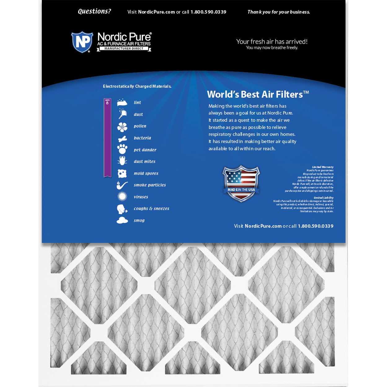 Nordic Pure MERV Pleated Plus Carbon AC Furnace Air Filters - Inhomebuy