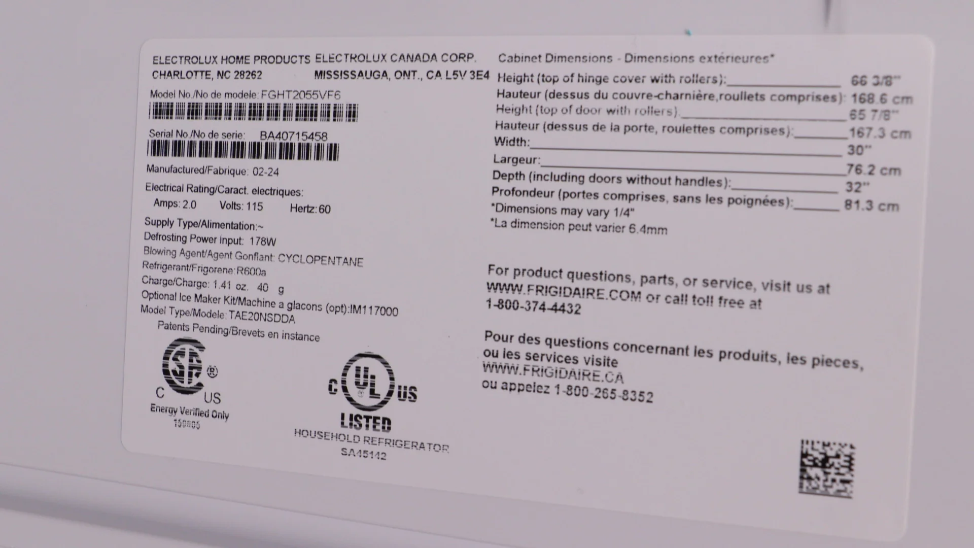 FRIGIDAIRE GALLERY 30 IN. 20.0 CU. FT. STAINLESS STEEL TOP FREEZER REFRIGERATOR - FGHT2055VF - Inhomebuy