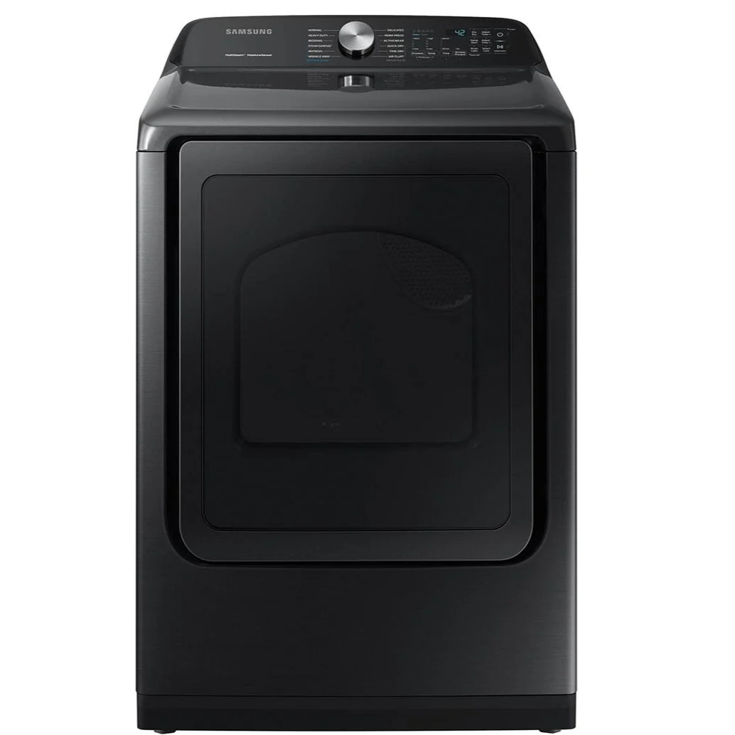 SAMSUNG 27 IN. 7.4 CU. FT. BLACK STAINLESS STEEL ELECTRIC DRYER WITH STEAM SANITIZE+ TECHNOLOGY - DV - Inhomebuy