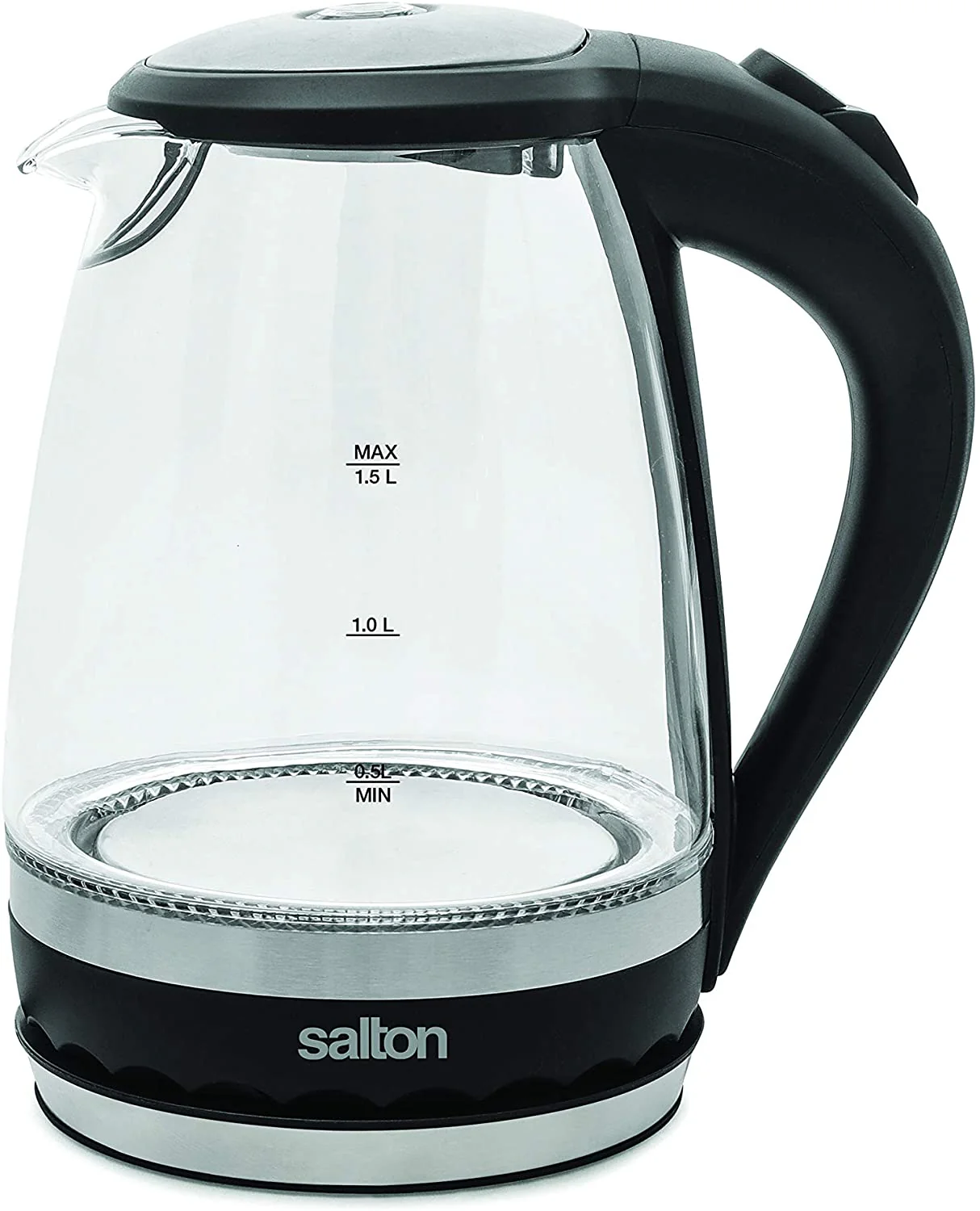 Salton cordless Kettle: 1.5L, 1100W, glass body w/black trim | GK-1831 - Inhomebuy