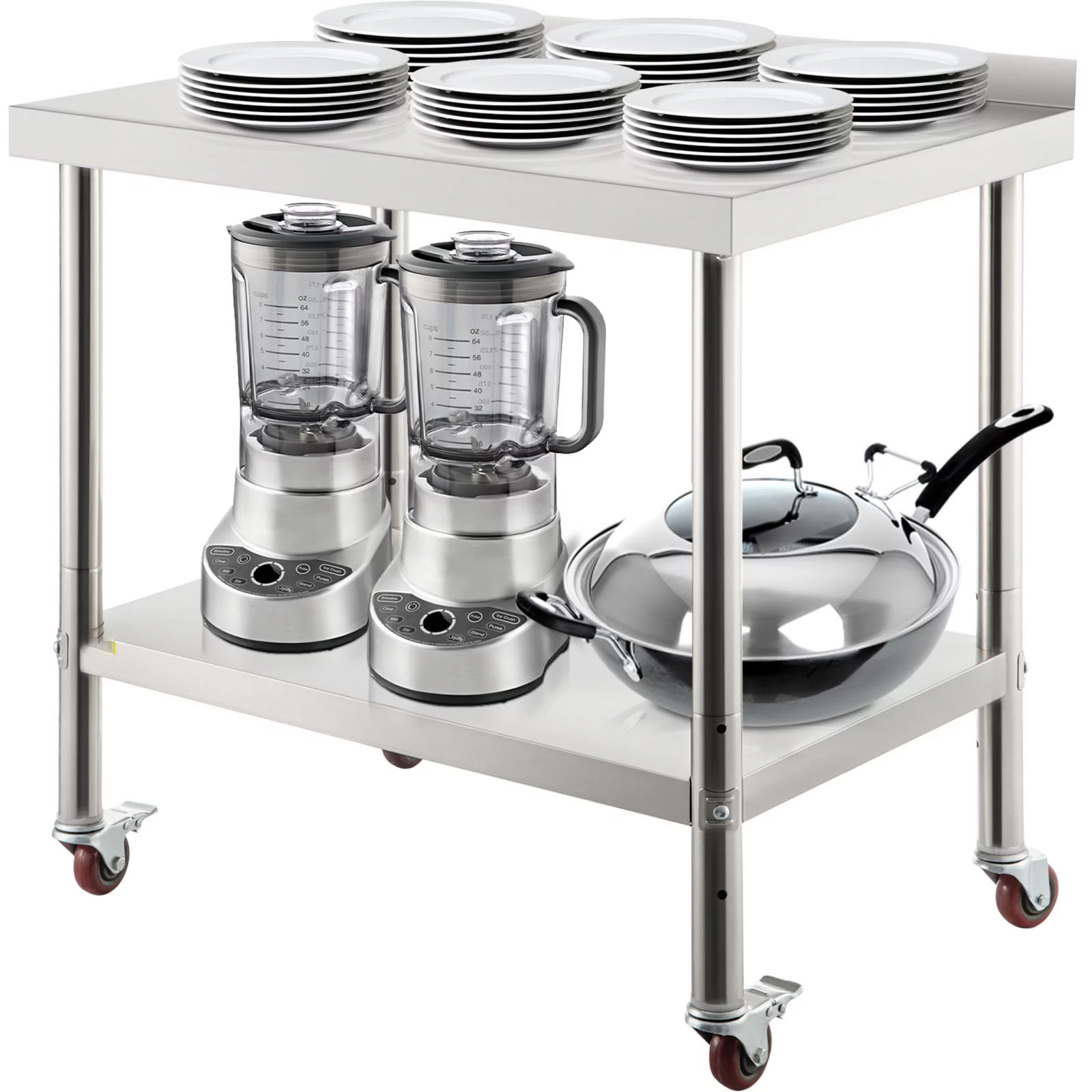 BENTISM Stainless Steel Work Prep Table Kitchen Work Table 24x15in with 4 Casters - Inhomebuy
