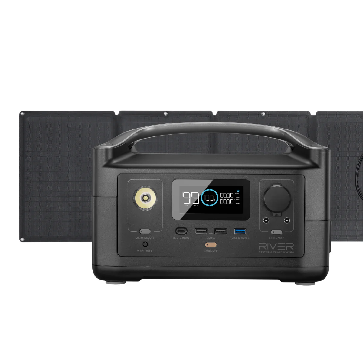 EcoFlow Package - RIVER 2 Portable Power Station (256WH) and 1x Portable Solar Panel (110W) - Inhomebuy