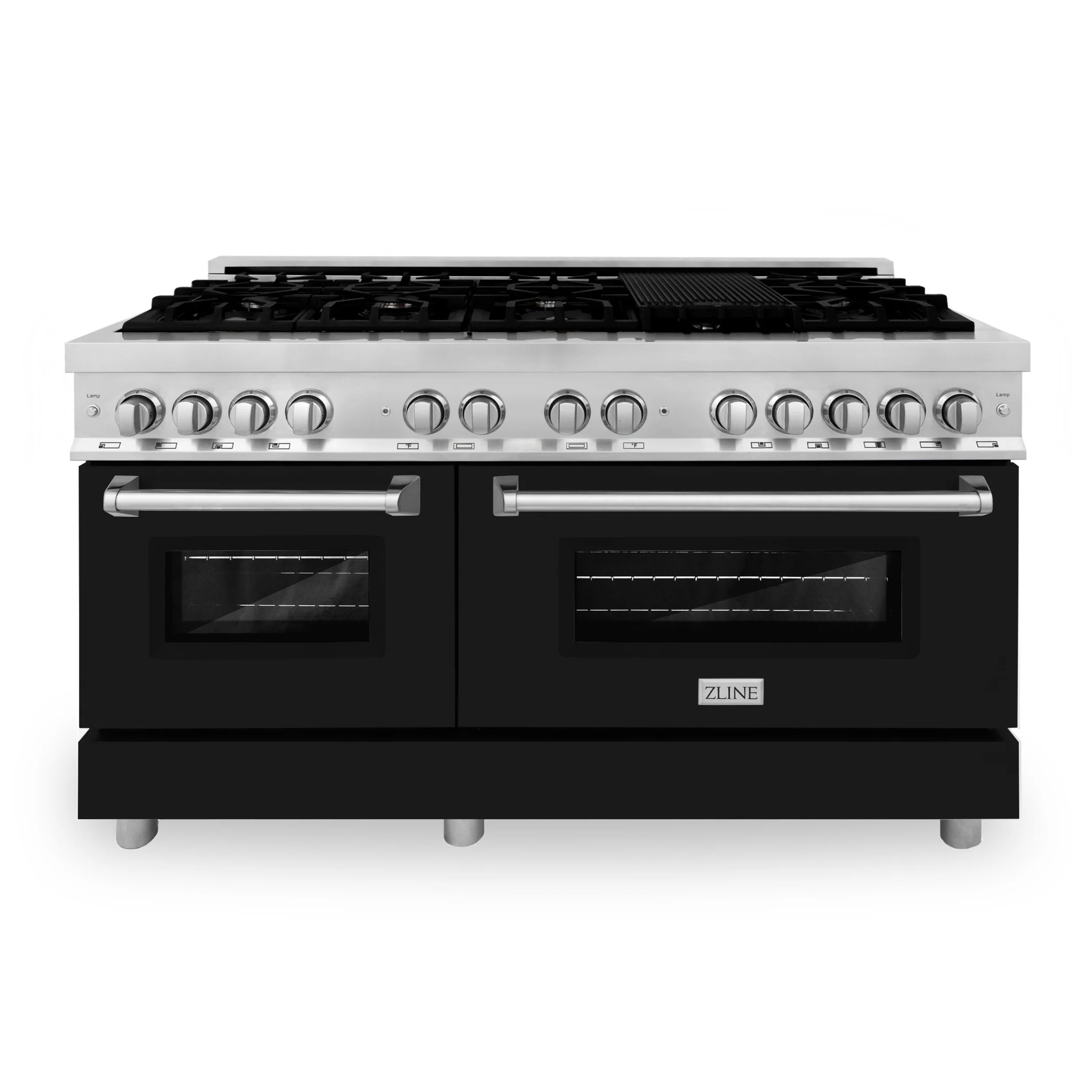ZLINE 60 In. Professional Dual Fuel Range in Stainless Steel with Black Matte Door, RA-BLM-60 - Inhomebuy