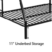 Amolife Twin Over Full Metal Bunk Bed with Removable Stairs, Fullength Guardrail, Black - Inhomebuy