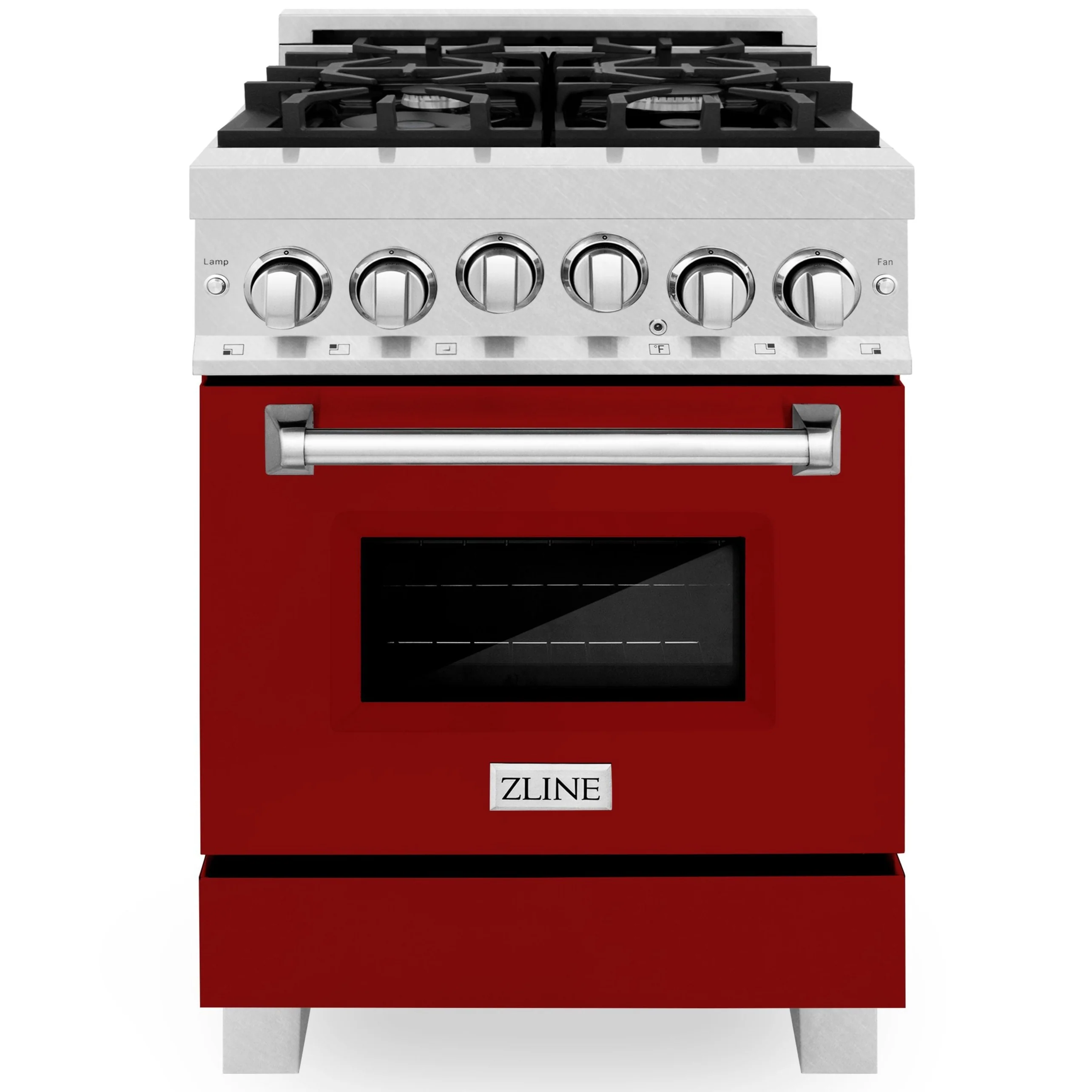 ZLINE 24 Inch Gas Range in DuraSnow® Stainless Steel and Red Gloss Door, RGS-RG-24 - Inhomebuy