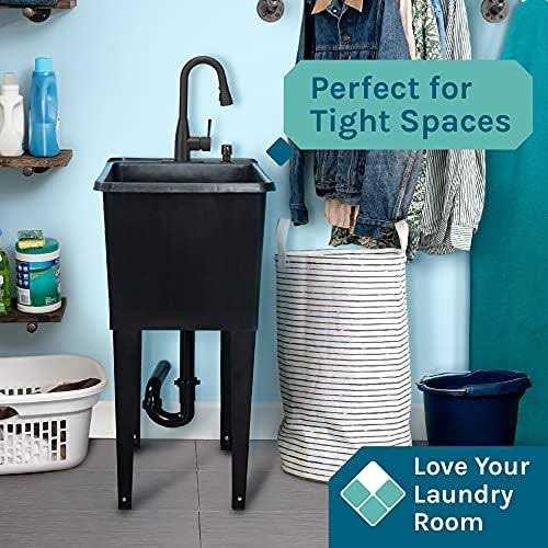 Space Saver Utility Sink by JS Jackson Supplies Freestanding Tehila Space Saving Laundry Tub - Inhomebuy