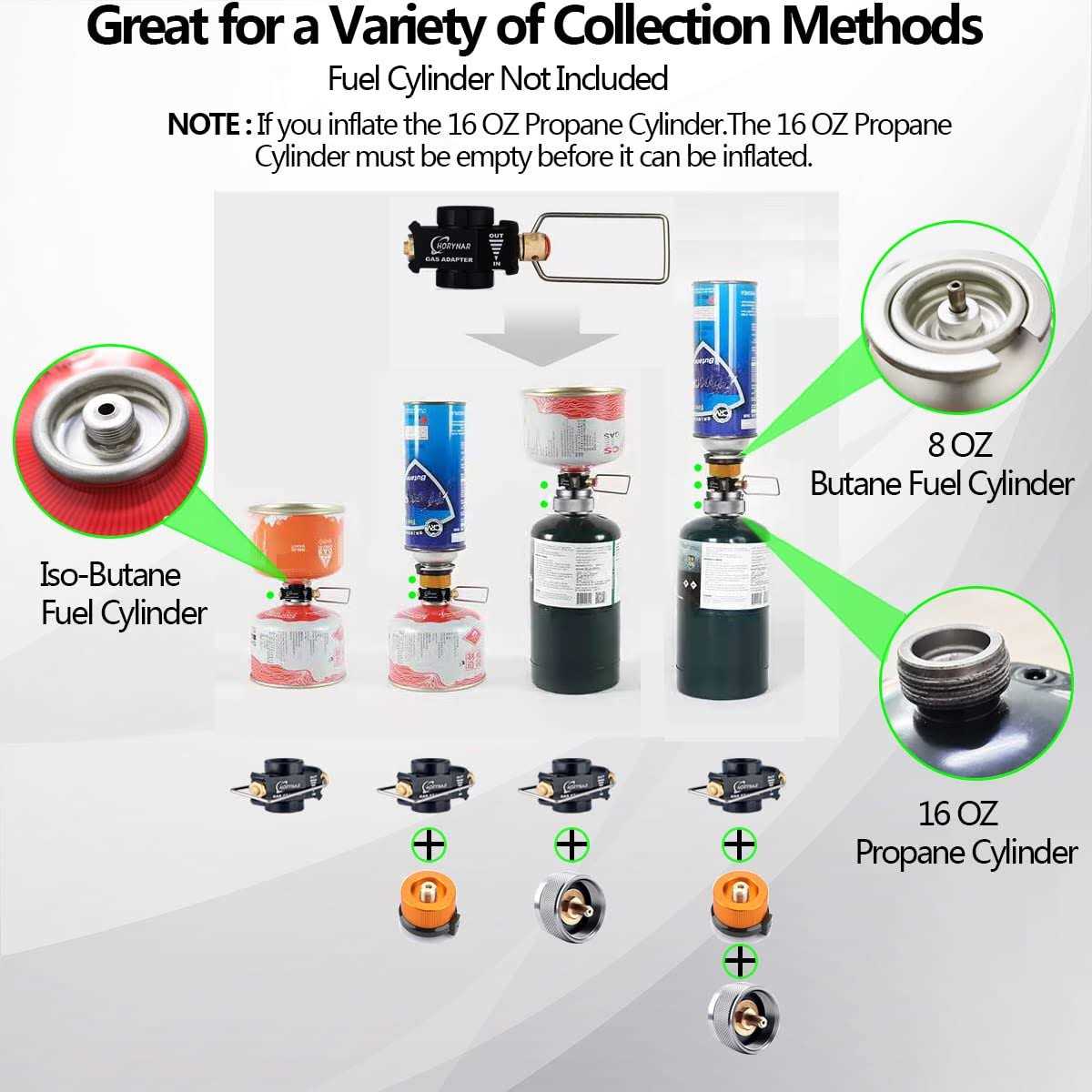 Isobutane Fuel Canister Isobutane Canister Butane Propane Adapter with Exhaust - Inhomebuy