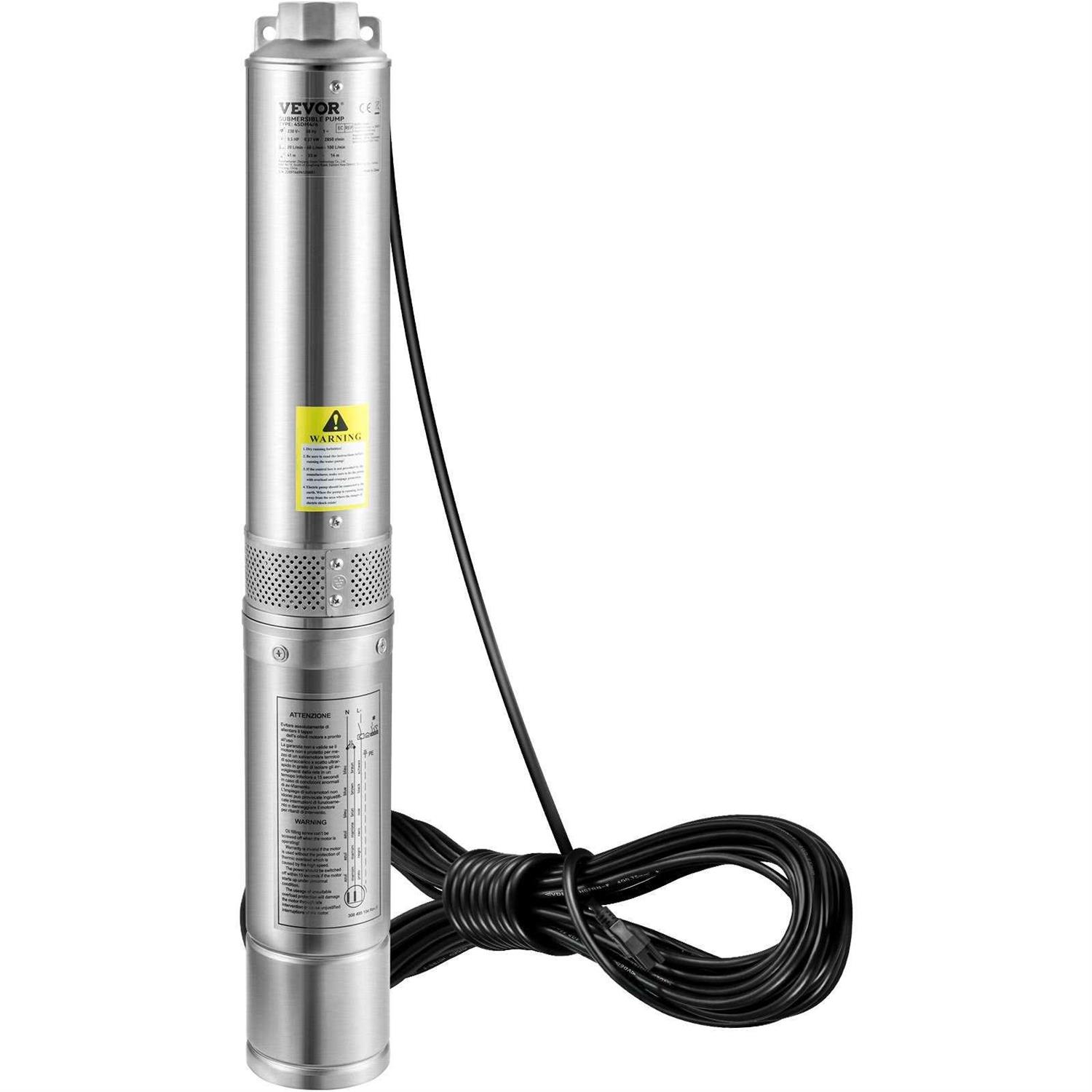 VEVOR Deep Well Submersible Pump 230V/60Hz 37GPM Head - Inhomebuy