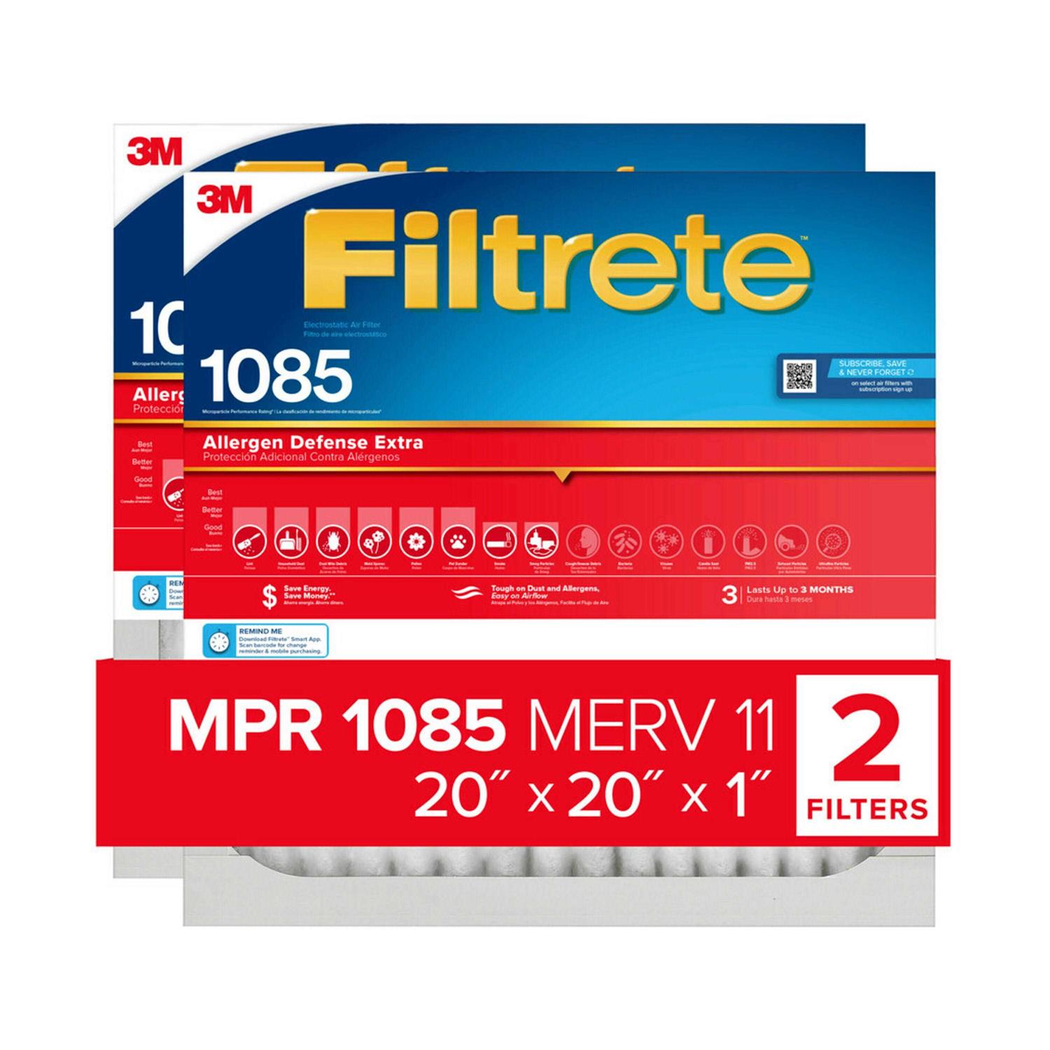 Filtrete 1085 MPR Allergen Defense Extra Electrostatic Pleated Air Filter - Inhomebuy