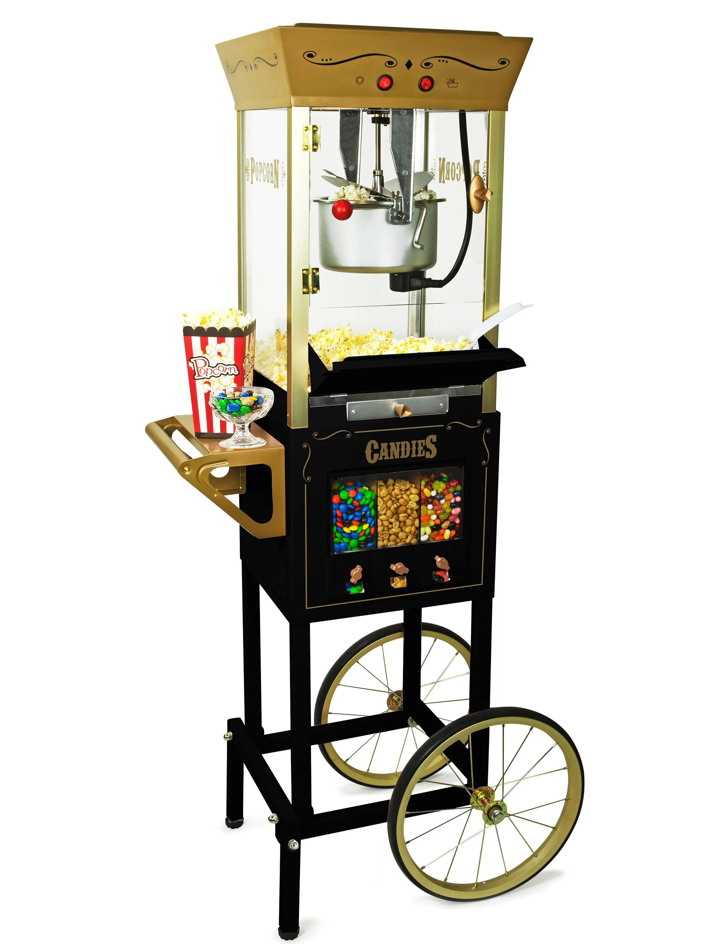 Candy & Snack Dispensing 8 Oz. Popcorn Cart, Black & Gold - Inhomebuy