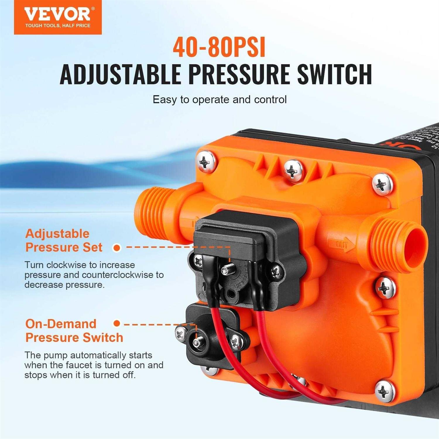 VEVOR 120W Water Pressure Booster Pump 110V Ac,396 GPH 21.75 PSI Household Home Automatic Pressure Booster Pump - Inhomebuy