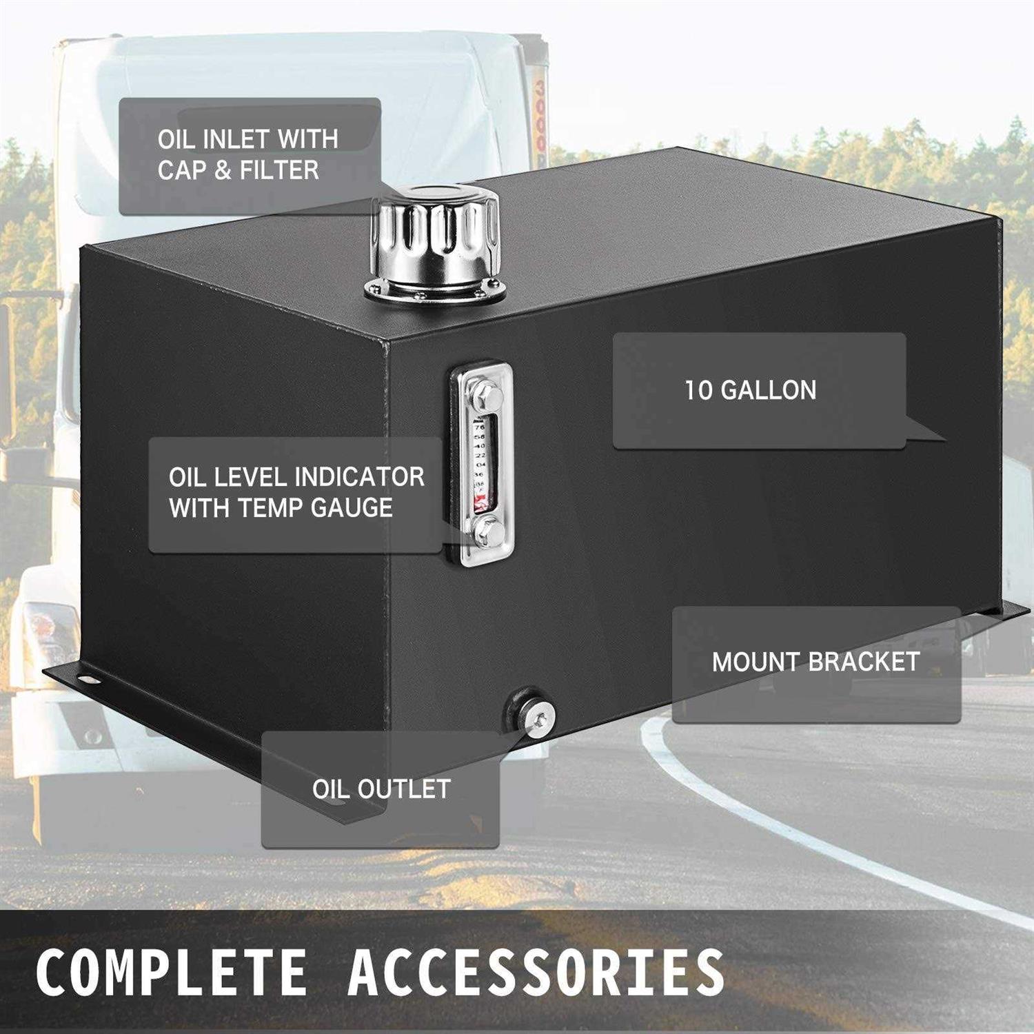 VEVOR Hydraulic Fluid Tank Reservoir 10 Gal Fuel Tank Heavy Duty Hydraulic Steel Fluid Tank - Inhomebuy