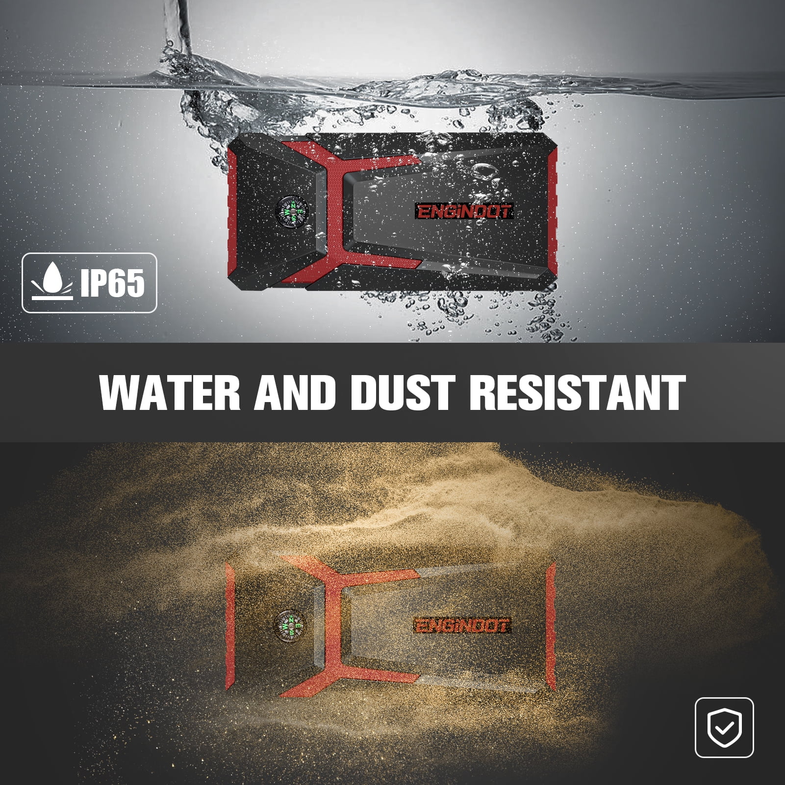 ENGINDOT Jump Starter for up to 7.0L Gas or 5.5L Diesel Engine, 800A Peak 18000mAh 12V Auto Battery Booster with LCD Screen, with USB Quick Charge, Red - Inhomebuy