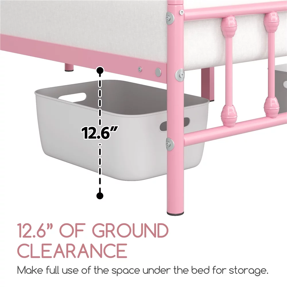 Alden Design Metal Platform Queen Bed with High Headboard, Black - Inhomebuy