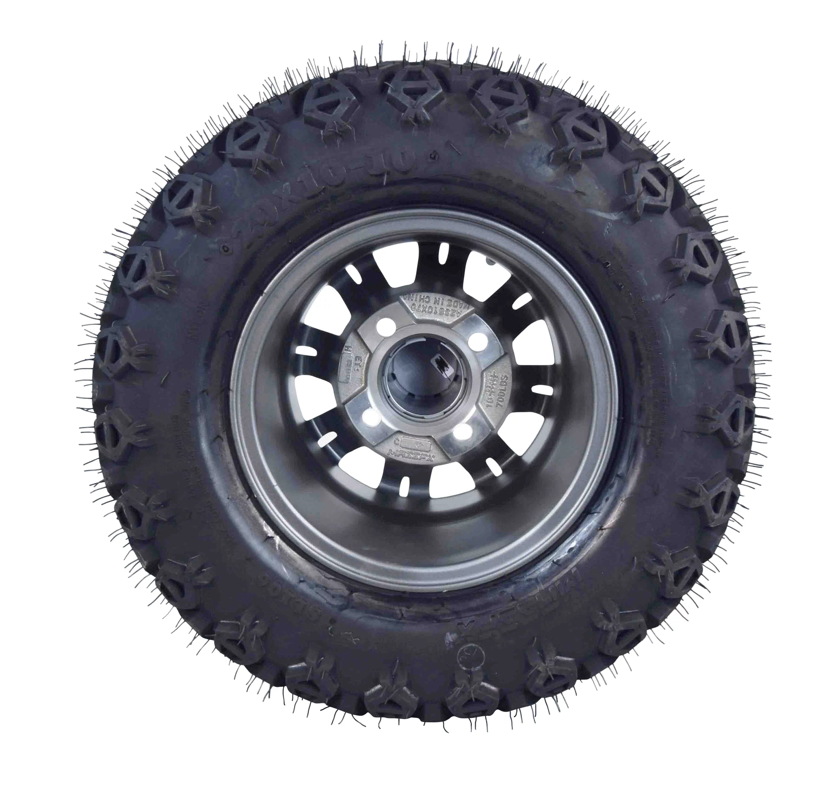 MASSFX 20x10-10 Golf Cart Turf Tire & Gun Metal Wheel Kit A238 10x7 4/101.6 - Inhomebuy