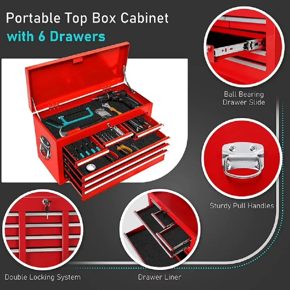 2-IN-1  Tool Chest & Cabinet, Large Capacity 8-Drawer Rolling Tool Box Organizer with Wheels Lockable, Red - Inhomebuy