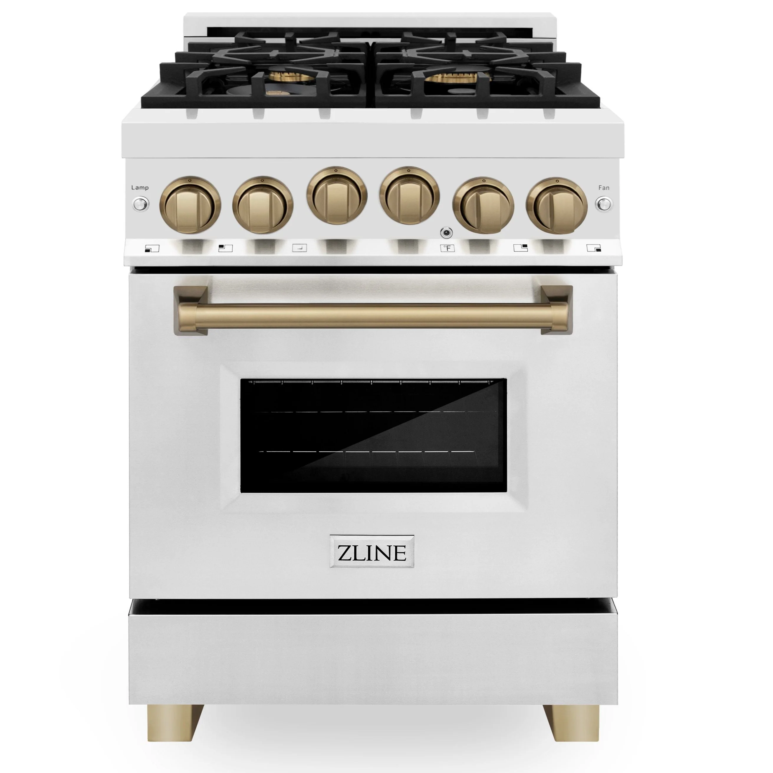 ZLINE 24 Inch Autograph Edition Gas Range in Stainless Steel with Champagne Bronze Accents, RGZ-24-CB - Inhomebuy