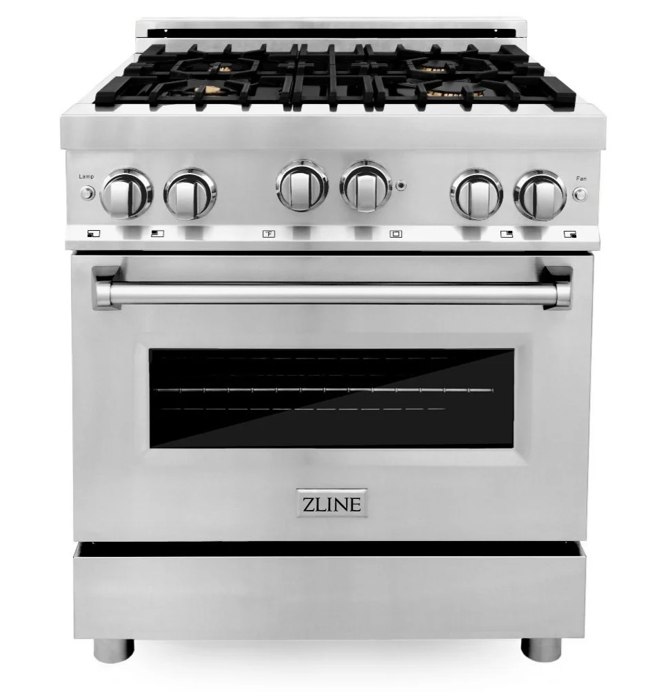 ZLINE 30 in. Professional Gas Burner/Gas Oven Stainless Steel Range with Brass Burners, RG-BR-30 - Inhomebuy