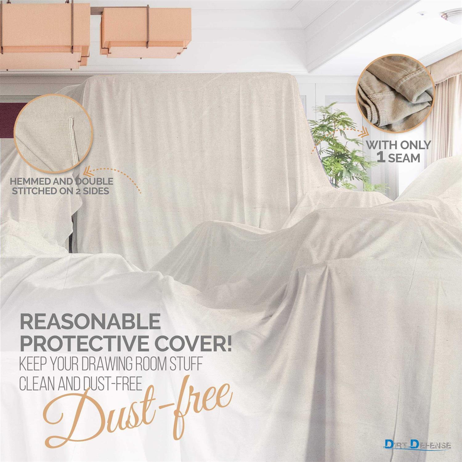 Dirt Defense Canvas Drop Cloth Cotton Tarp Large Canvas Tarp For Art Supplies, Drop Painting Supplies/paint Canvas Fabric and Furniture - Inhomebuy