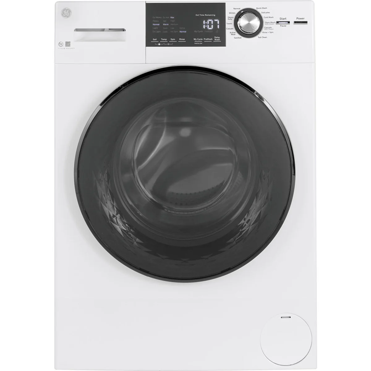 GE 24 IN. 2.8 CU. FT. (IEC) WHITE FRONT LOAD WASHER WITH STEAM - GFW148SSMWW - Inhomebuy