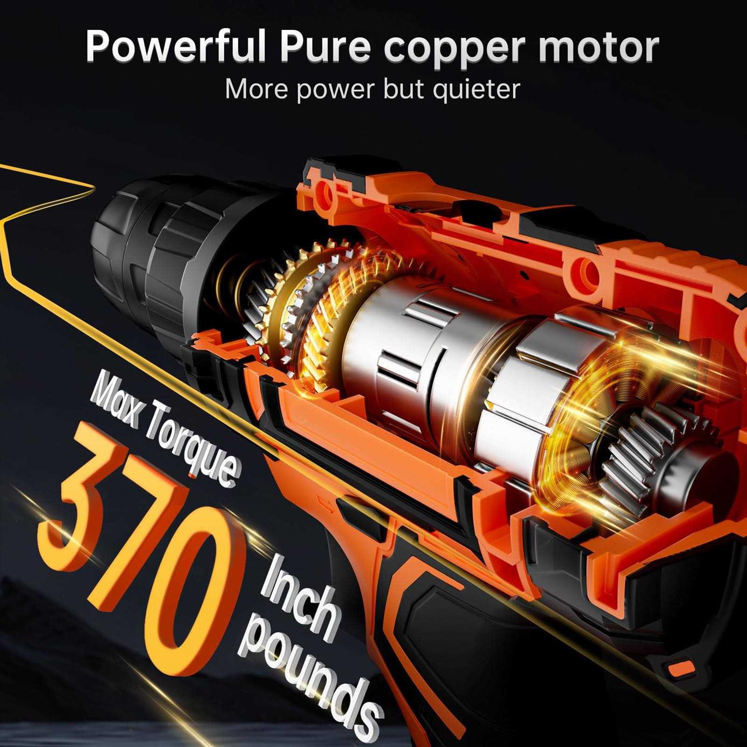 Drill Set OUBEL 12V Cordless Drill with 42 Acessories Home Power Drill Cordless with 3/8 Keyless Chuck - Inhomebuy