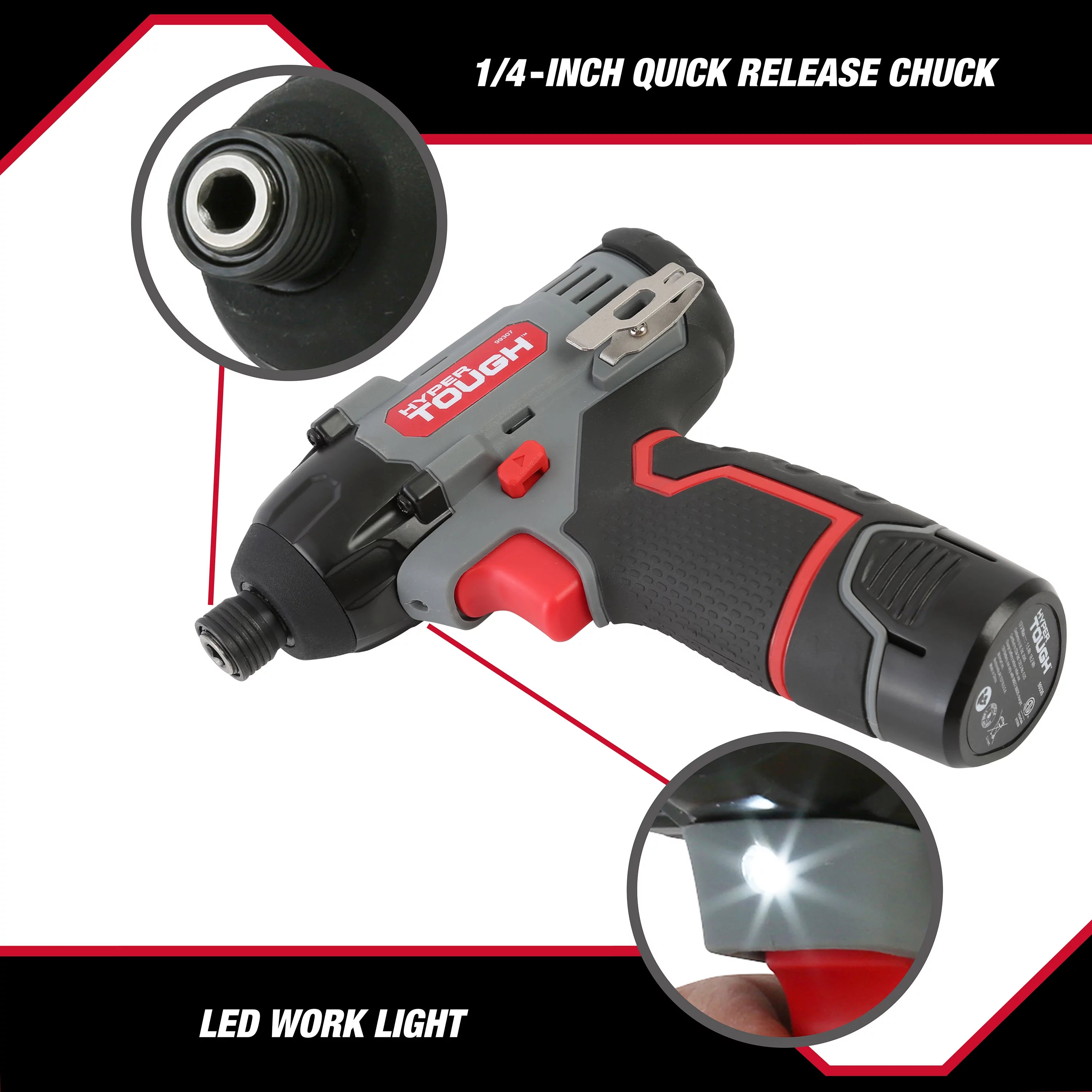 Hyper Tough 12V Max* Lithium-Ion Cordless Impact Driver with 1.5Ah Battery and Charger, Model 99307 - Inhomebuy