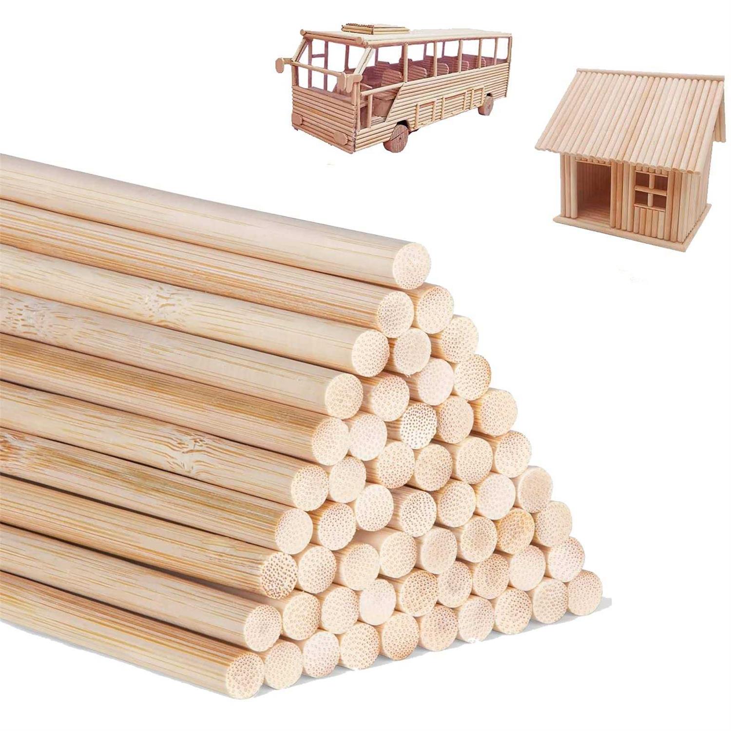 Dowel Rods Wood Sticks Wooden Dowel Rods Unfinished Bamboo Sticks - Inhomebuy