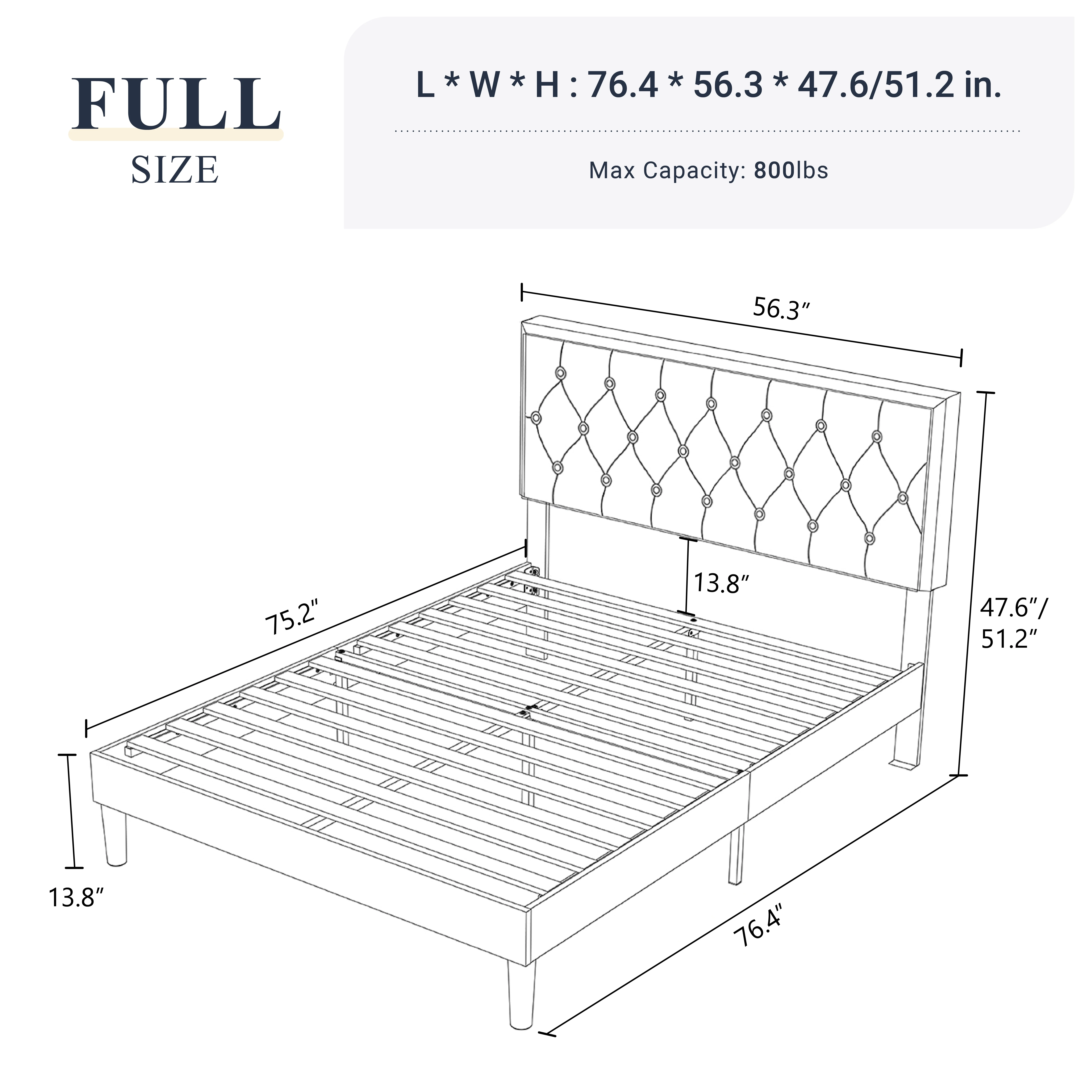 Allewie Queen Size Bed Frame Upholstered Platform Bed with Adjustable Headboard, Box Spring not Needed, Dark Grey - Inhomebuy