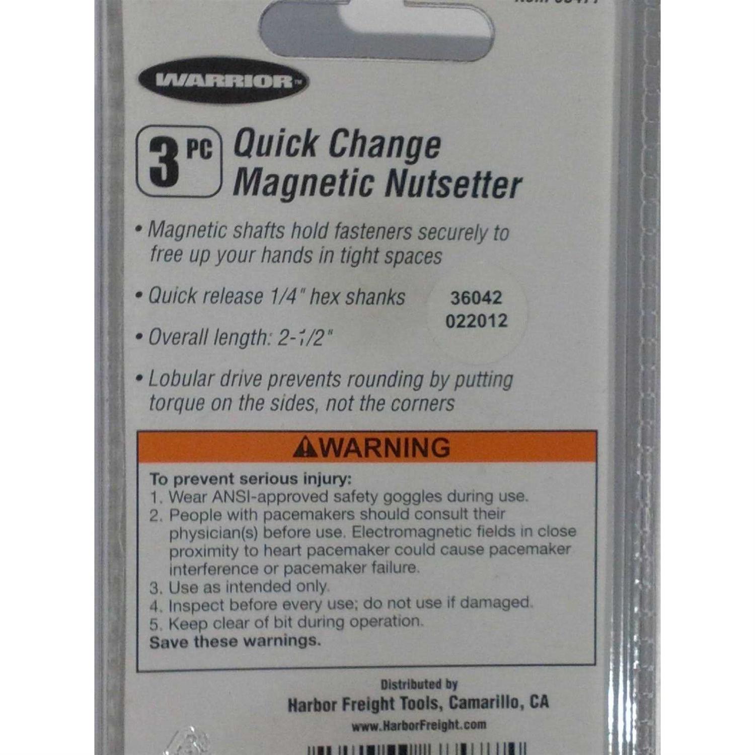 Warrior SAE Color Coded Quick Release Magnetic Nutsetter Set 5 Pc - Inhomebuy