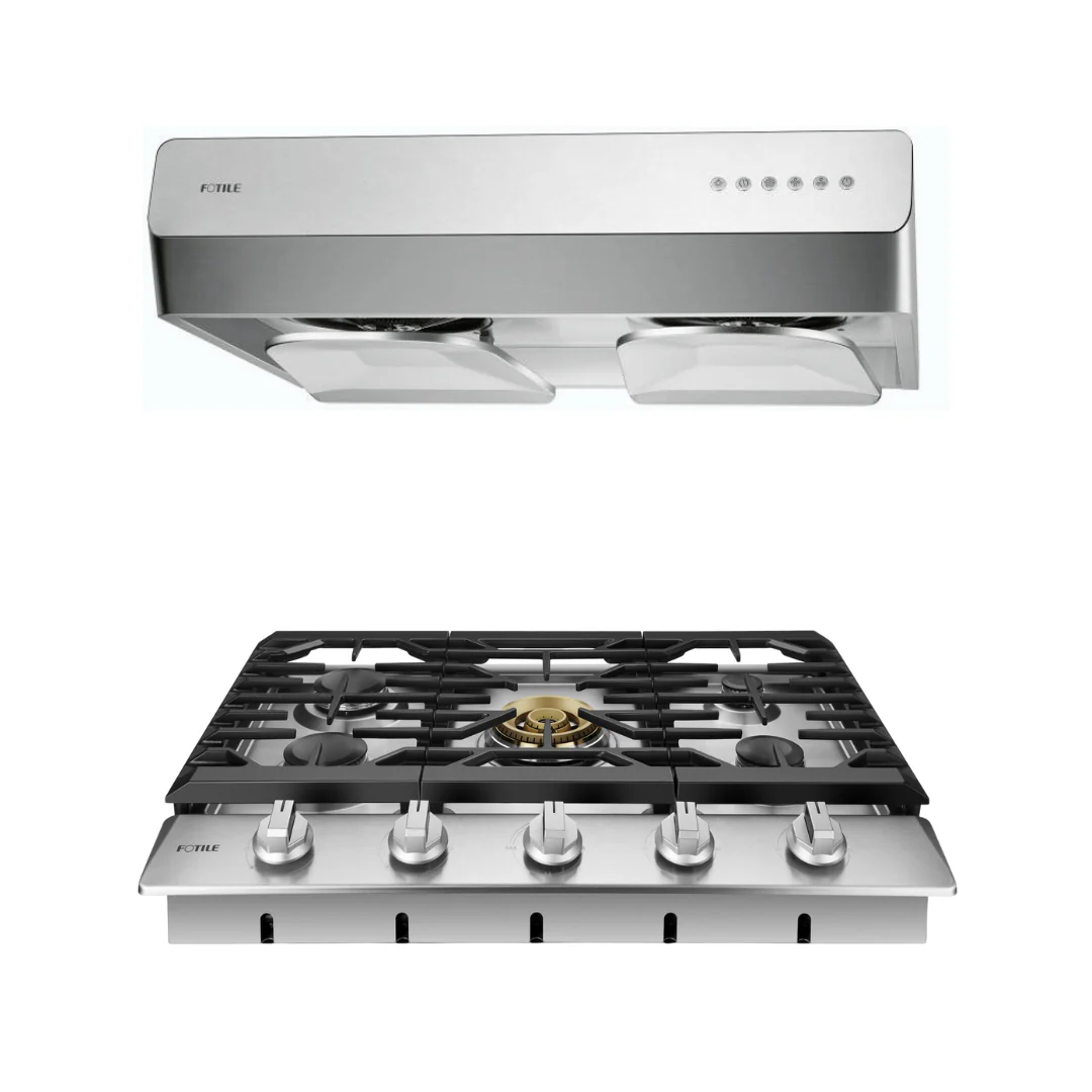 Fotile Package 30 Inch Cooktop and 30 Inch Under Cabinet Range Hood in Silver Gray, 800CFM, AP-GLS30501-6 - Inhomebuy