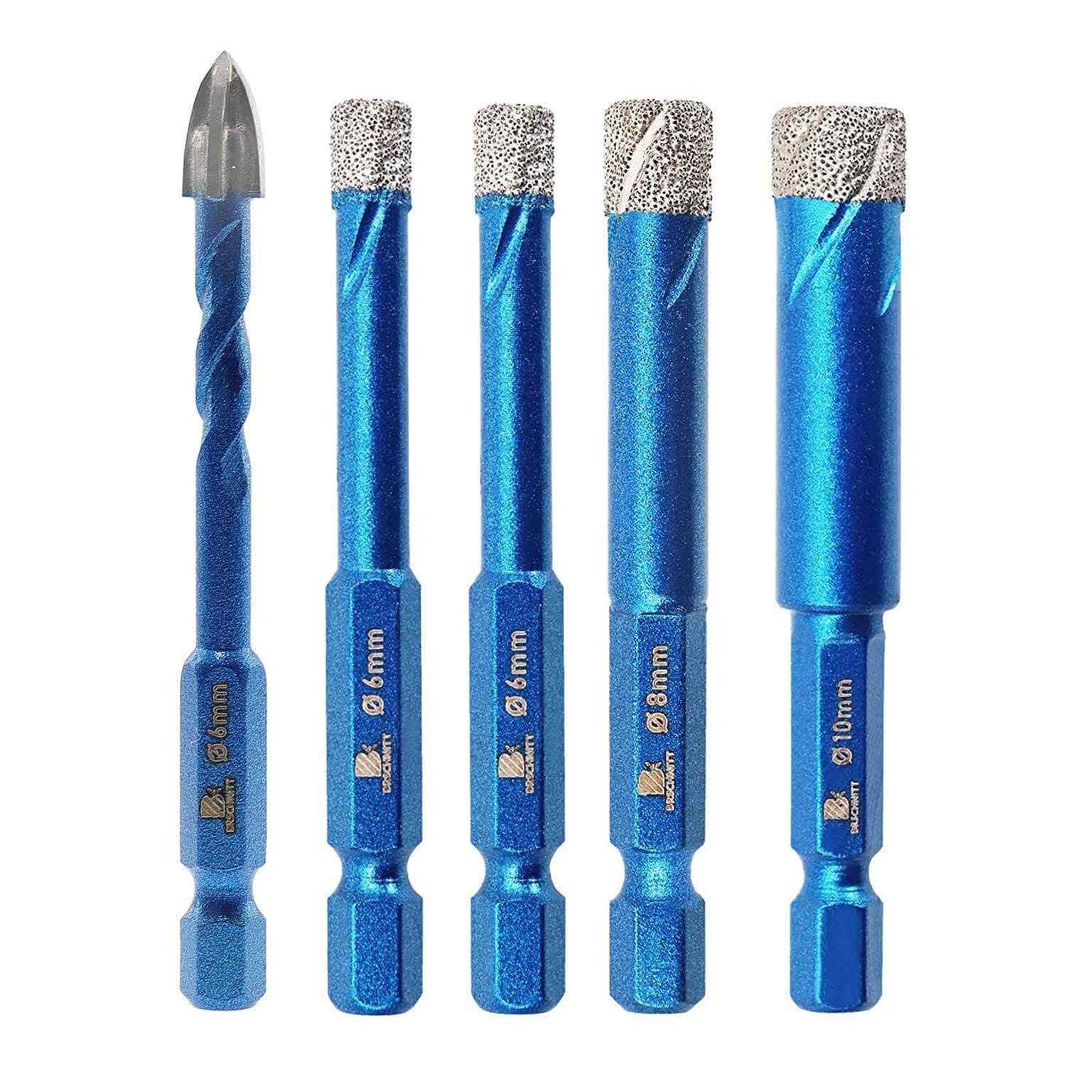 Diamond Drill Bit BRSCHNITT 1/4 1/4 Masonry Drill Bits Set for Porcelain Tile Ceramic Stone Granite Marble,Hex Shank Diamond Hole - Inhomebuy