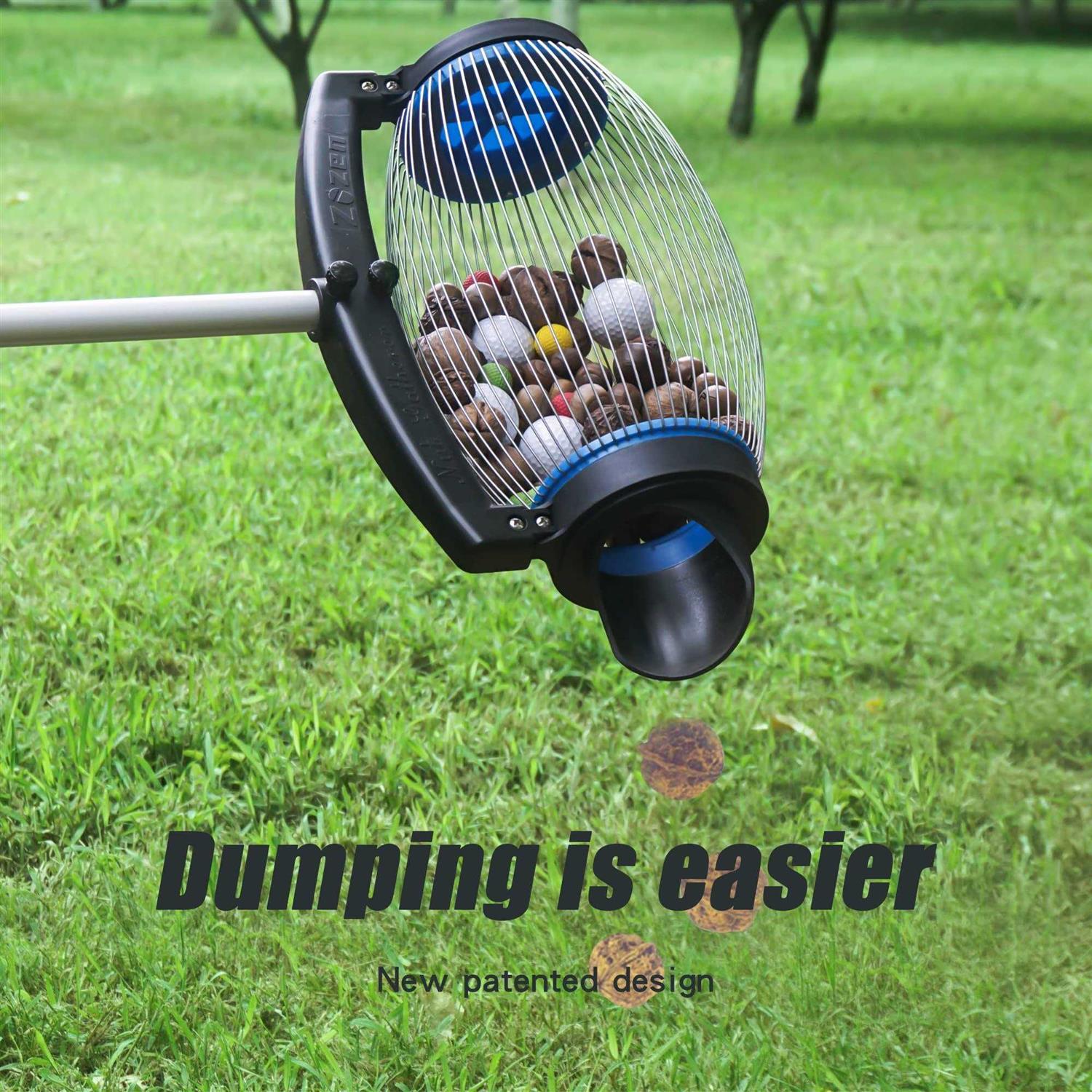 Zozen Nut Gatherer Fruit Collector Ball Picker Side Opening Dump Apply to Bigger Nuts - Inhomebuy