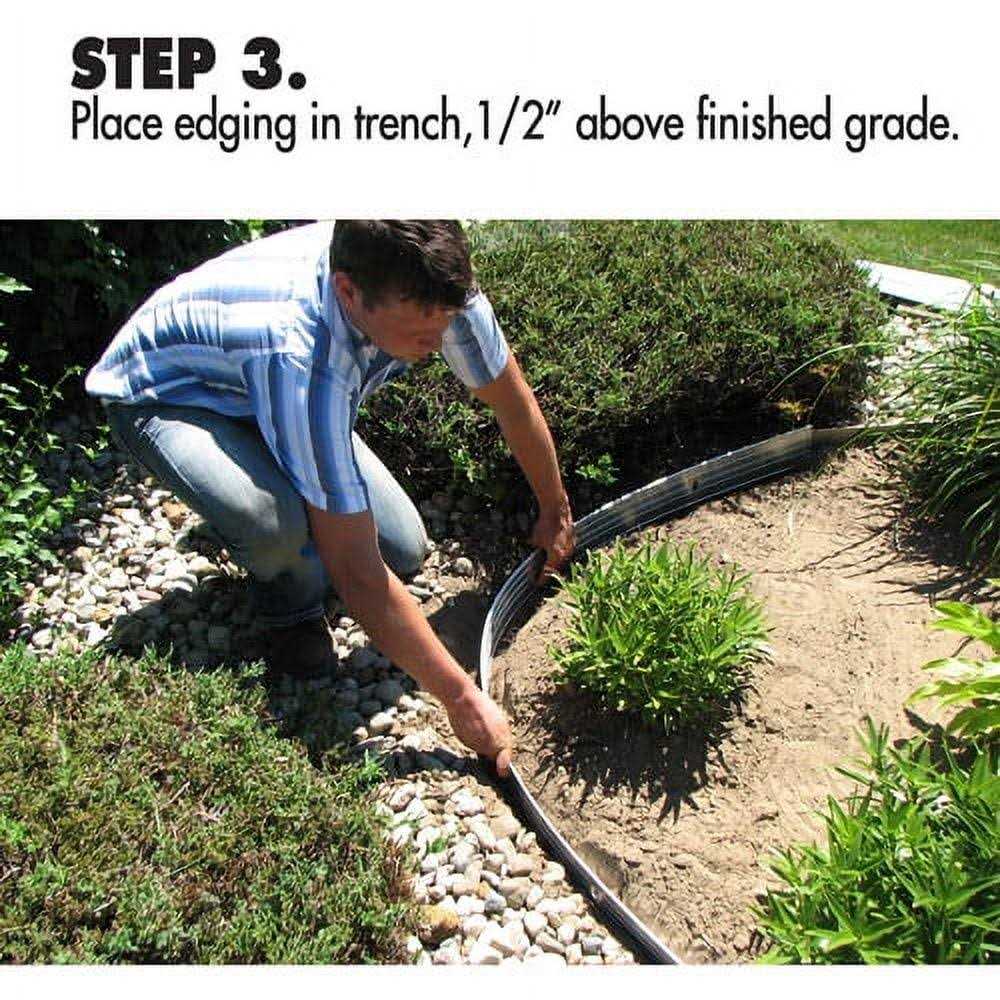 EasyFlex 60′ No-Dig Black Plastic Landscape Edging Roll - Inhomebuy