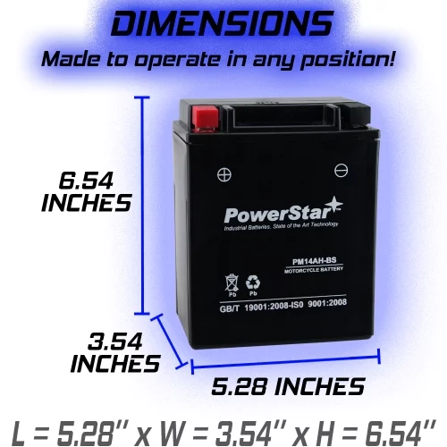 PowerStar YTX14AH-BS UTV Battery Compatible with Polaris Ranger 500 - Inhomebuy