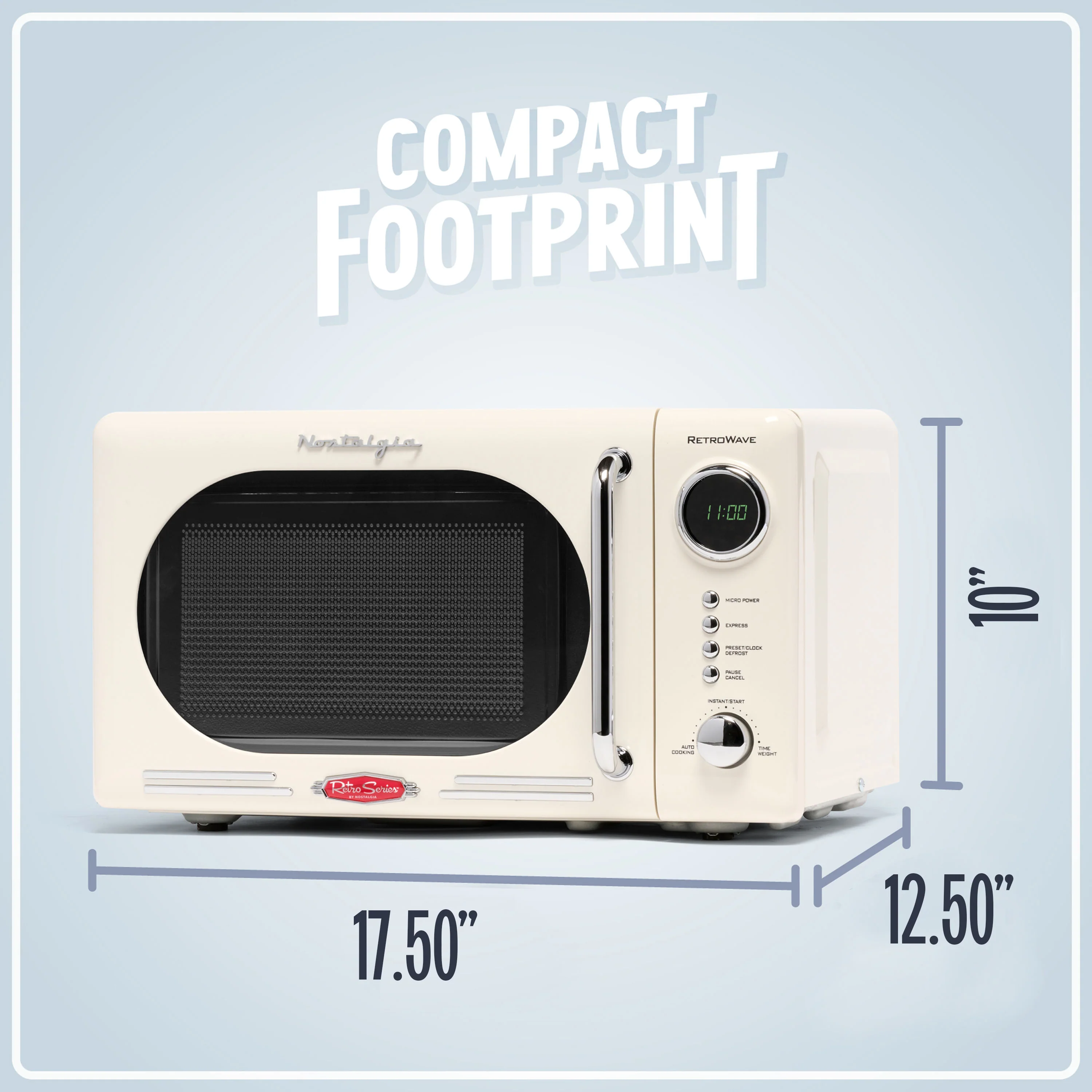 Retro Compact Countertop Microwave Oven 0.7 Cu. Ft. 700-Watts, Cream - Inhomebuy